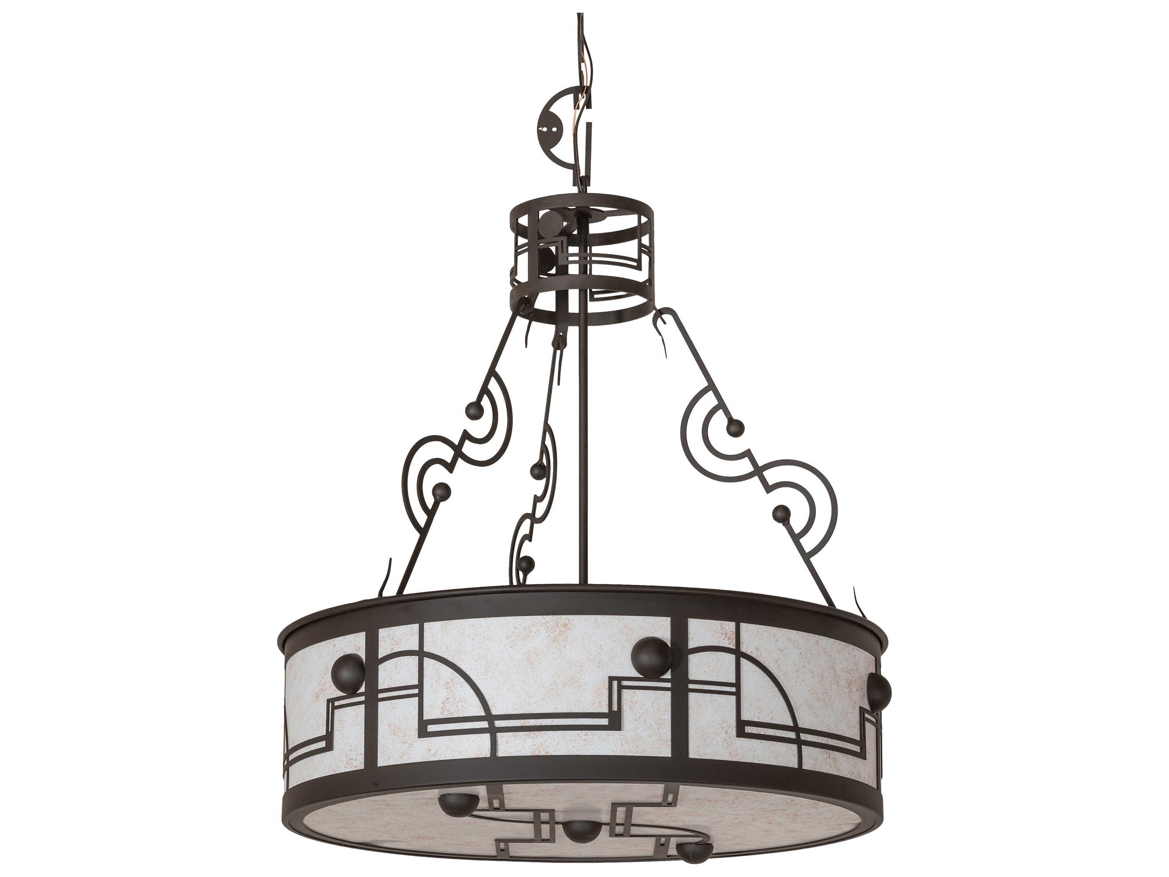 Meyda Revival Deco 3-Light Oil Rubbed Bronze Drum Pendant