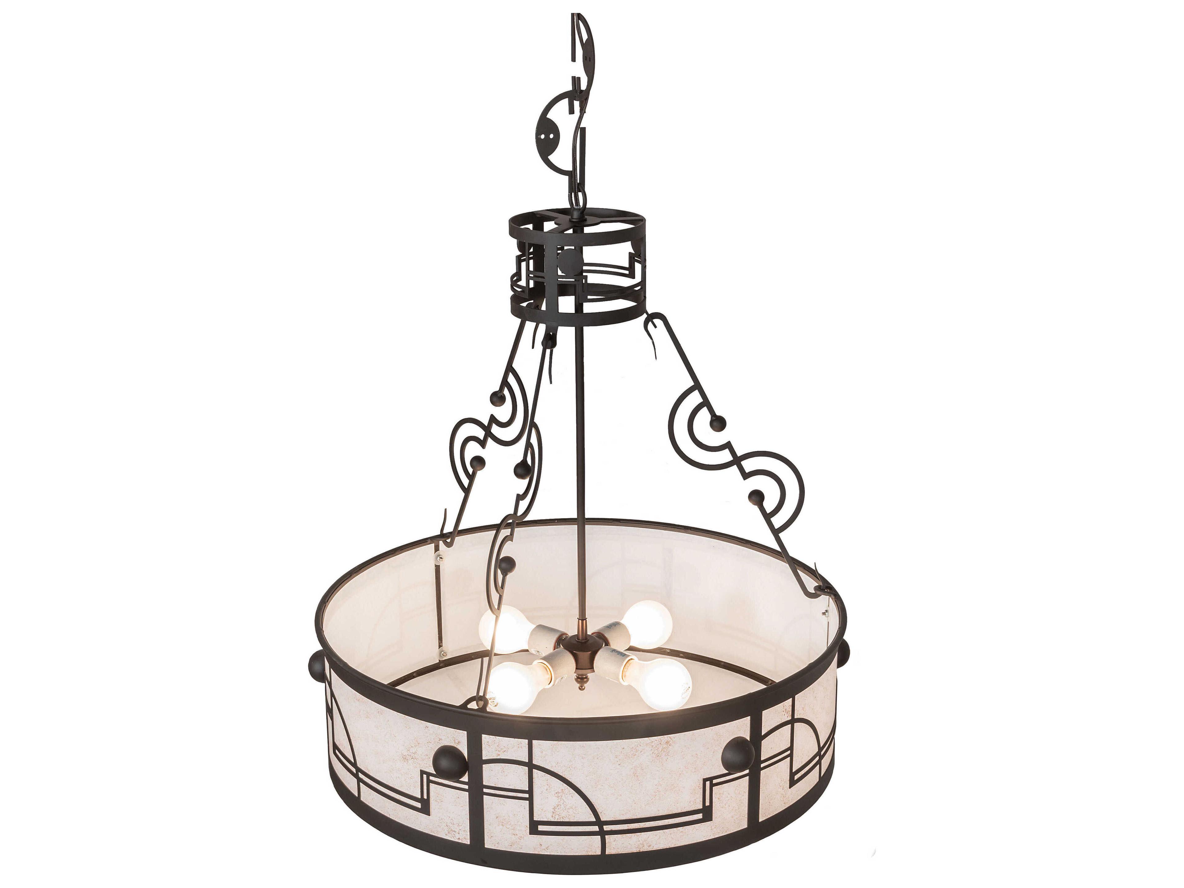Meyda Revival Deco 3-Light Oil Rubbed Bronze Drum Pendant