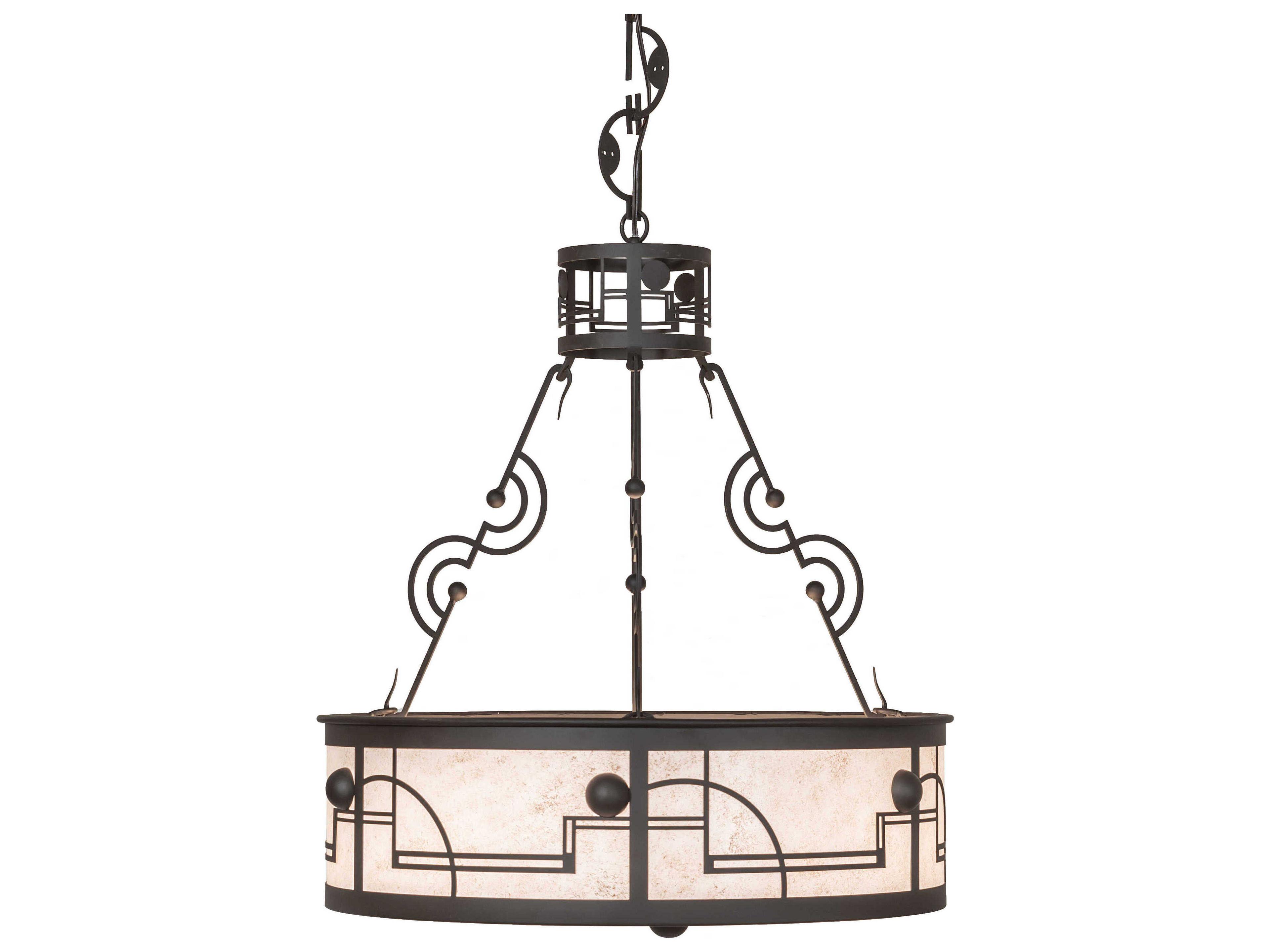 Meyda Revival Deco 3-Light Oil Rubbed Bronze Drum Pendant