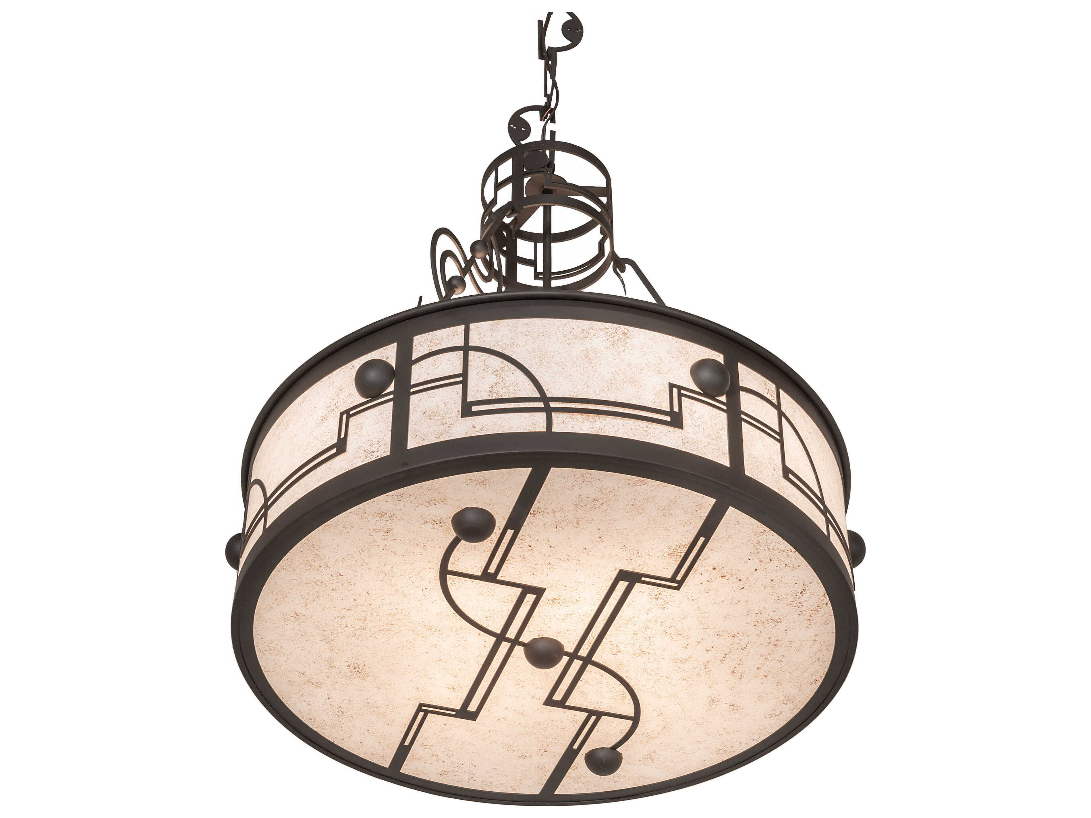 Meyda Revival Deco 3-Light Oil Rubbed Bronze Drum Pendant