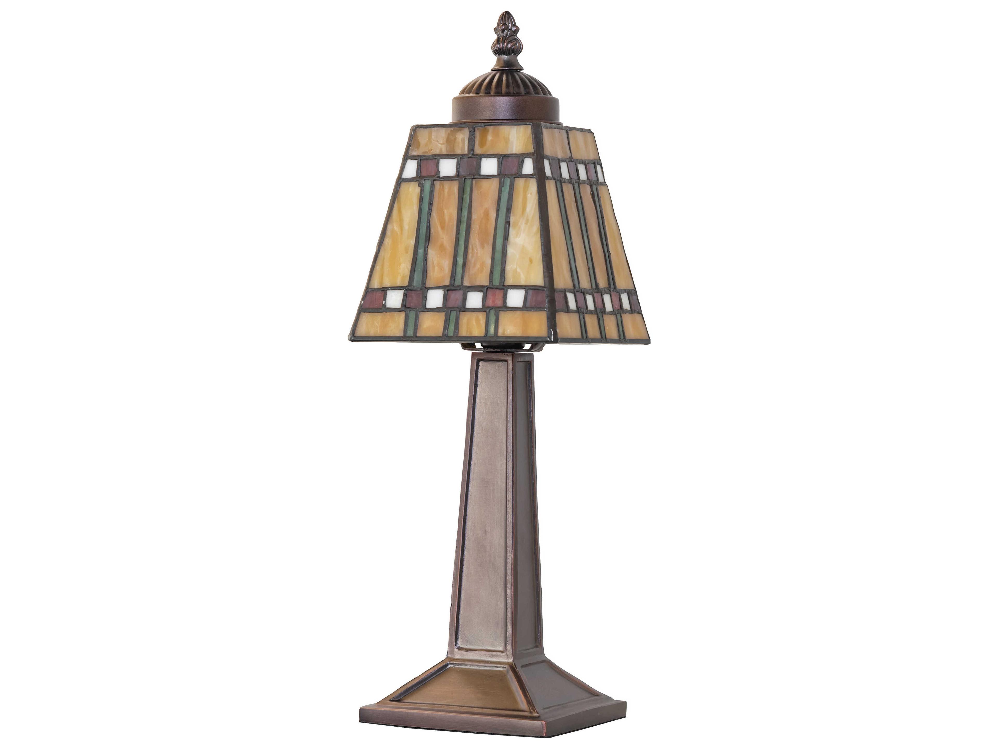 Meyda Prairie Corn Mahogany Bronze Ruby Green Beige Glass Table Lamp