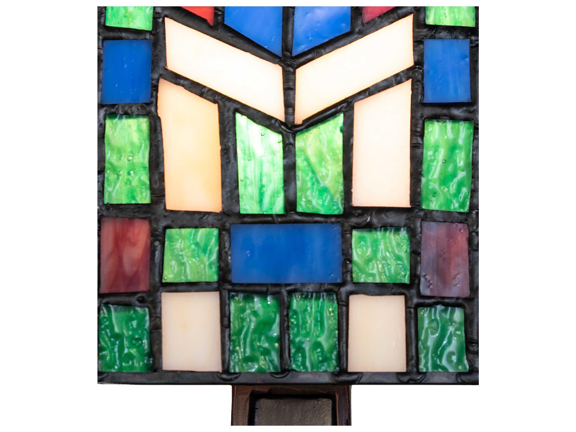 Meyda Prairie Wheat Mahogany Bronze Ruby Green Beige Glass Table Lamp with Shade