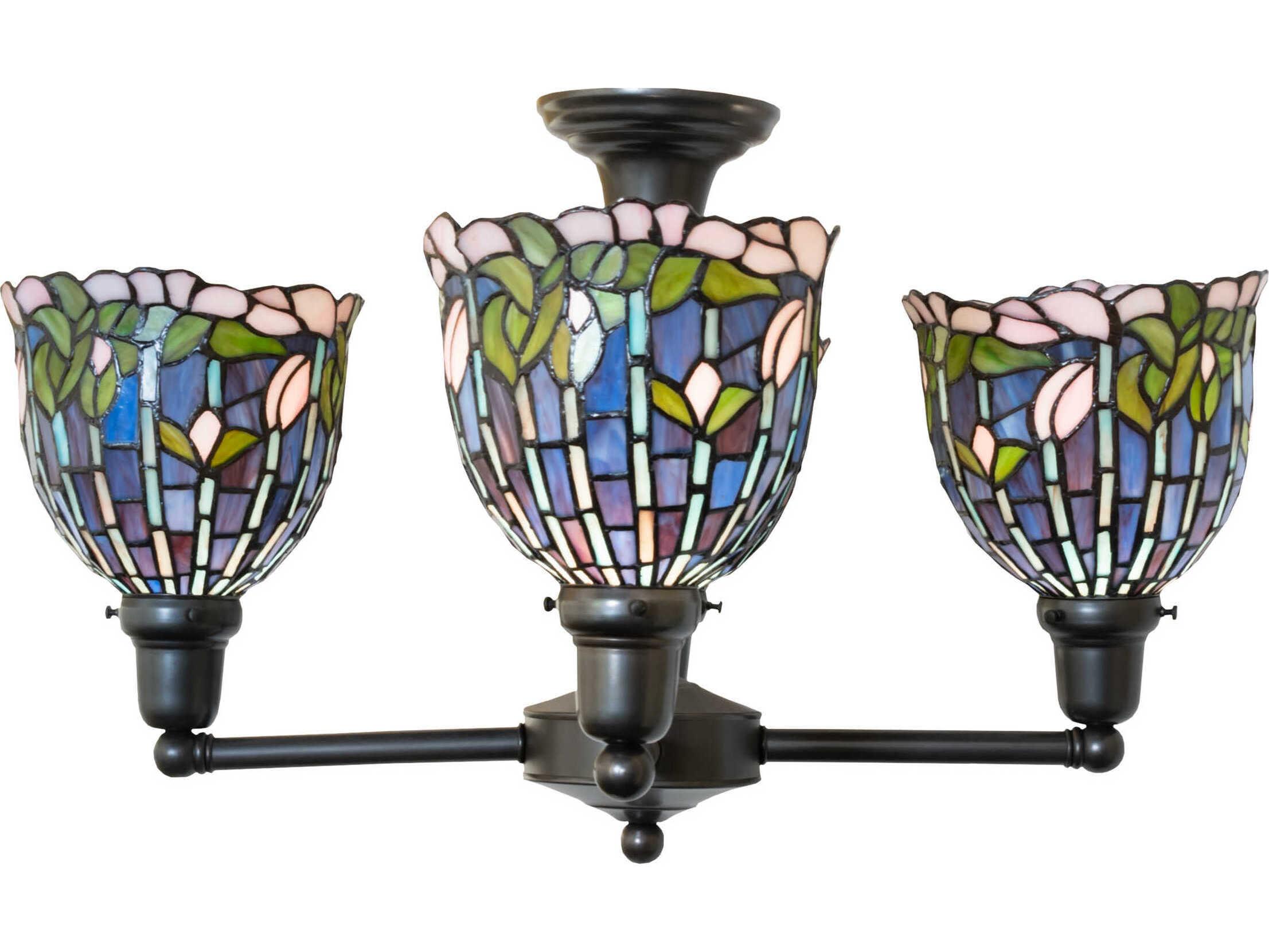 Meyda Flowering Lotus 4-Light Craftsman Brown Bell Chandelier