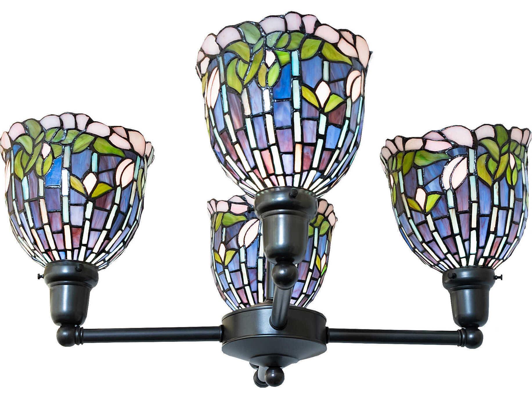 Meyda Flowering Lotus 4-Light Craftsman Brown Bell Chandelier