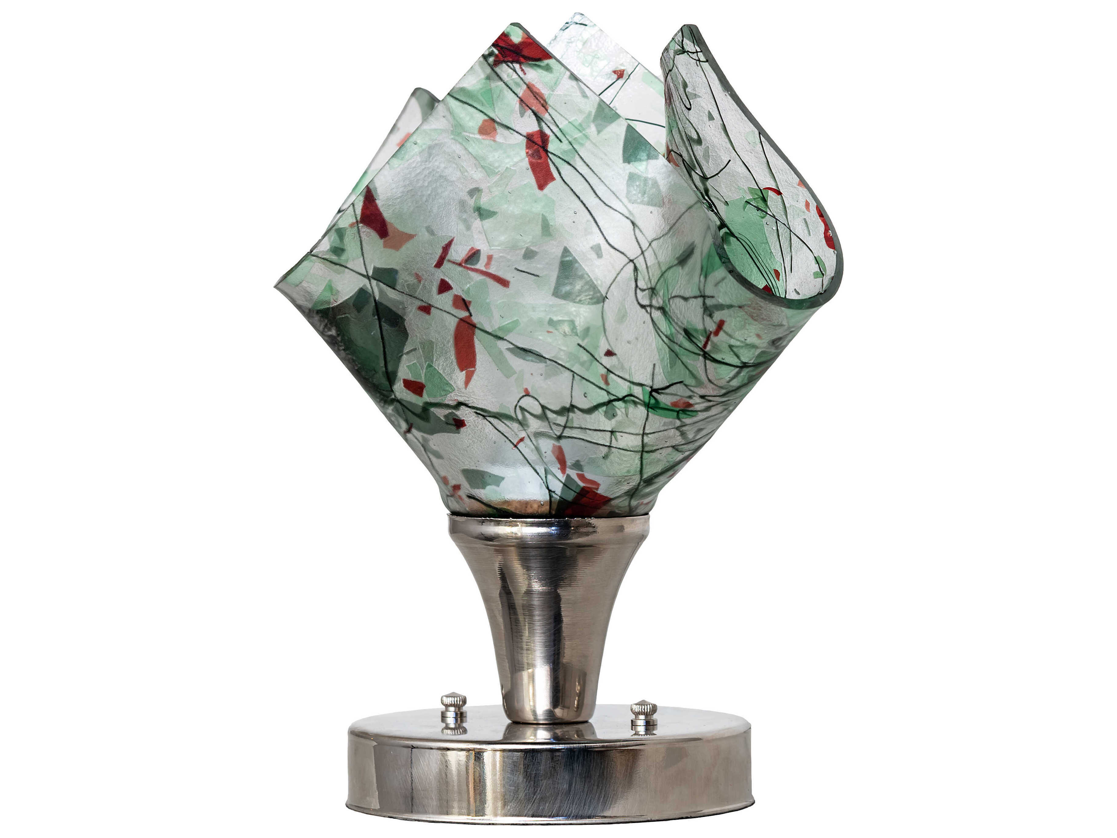 Meyda Handkerchief Nickel Ruby Green Glass Table Lamp