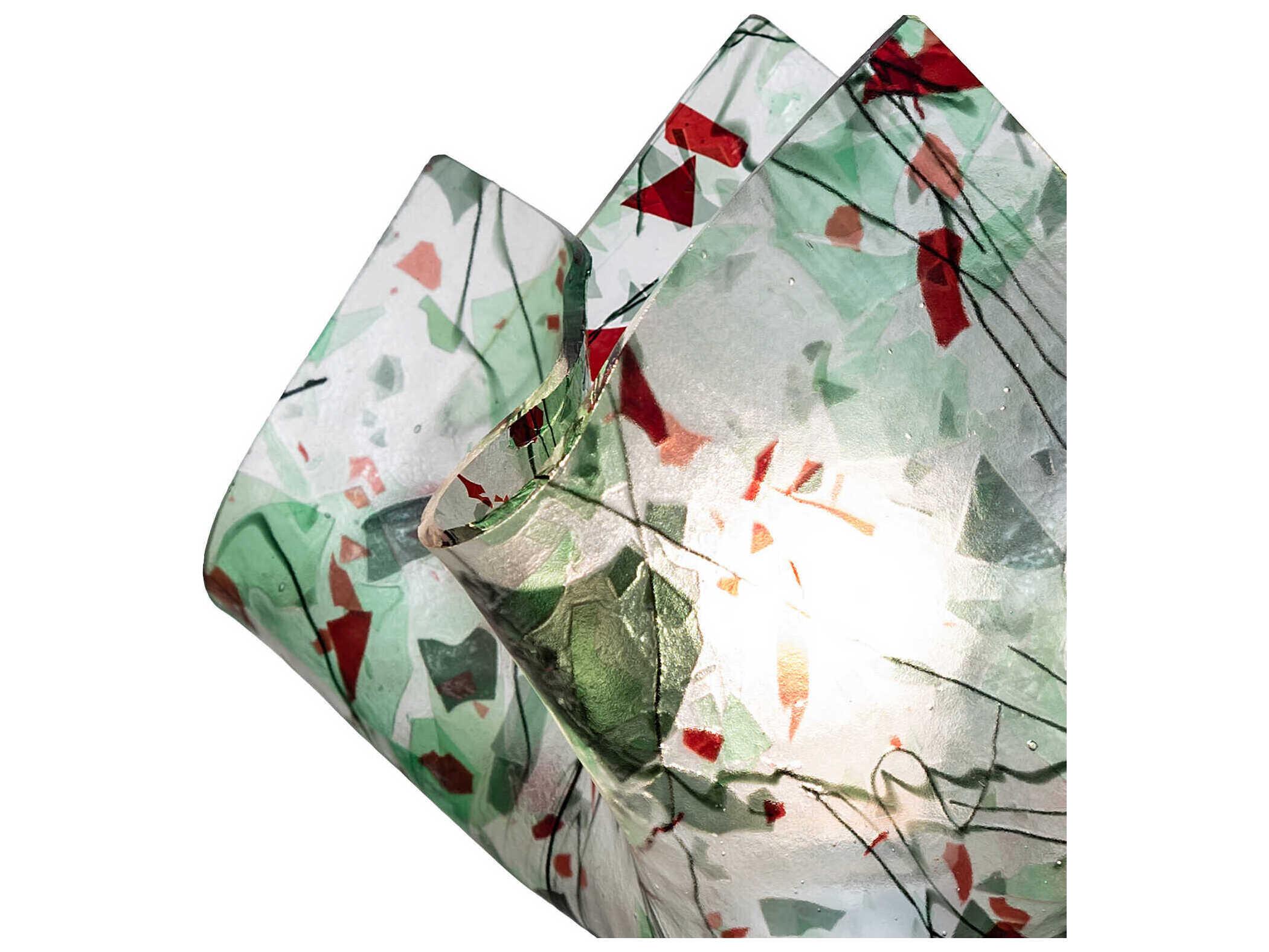 Meyda Handkerchief Nickel Ruby Green Glass Table Lamp