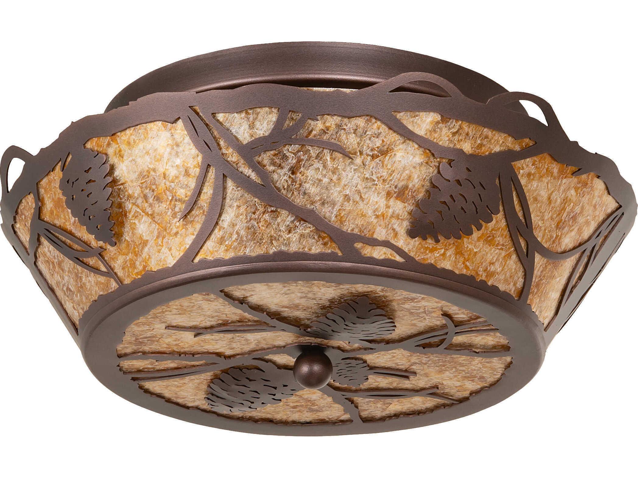 Meyda Whispering Pines 2-Light Mahogany Bronze Flush Mount