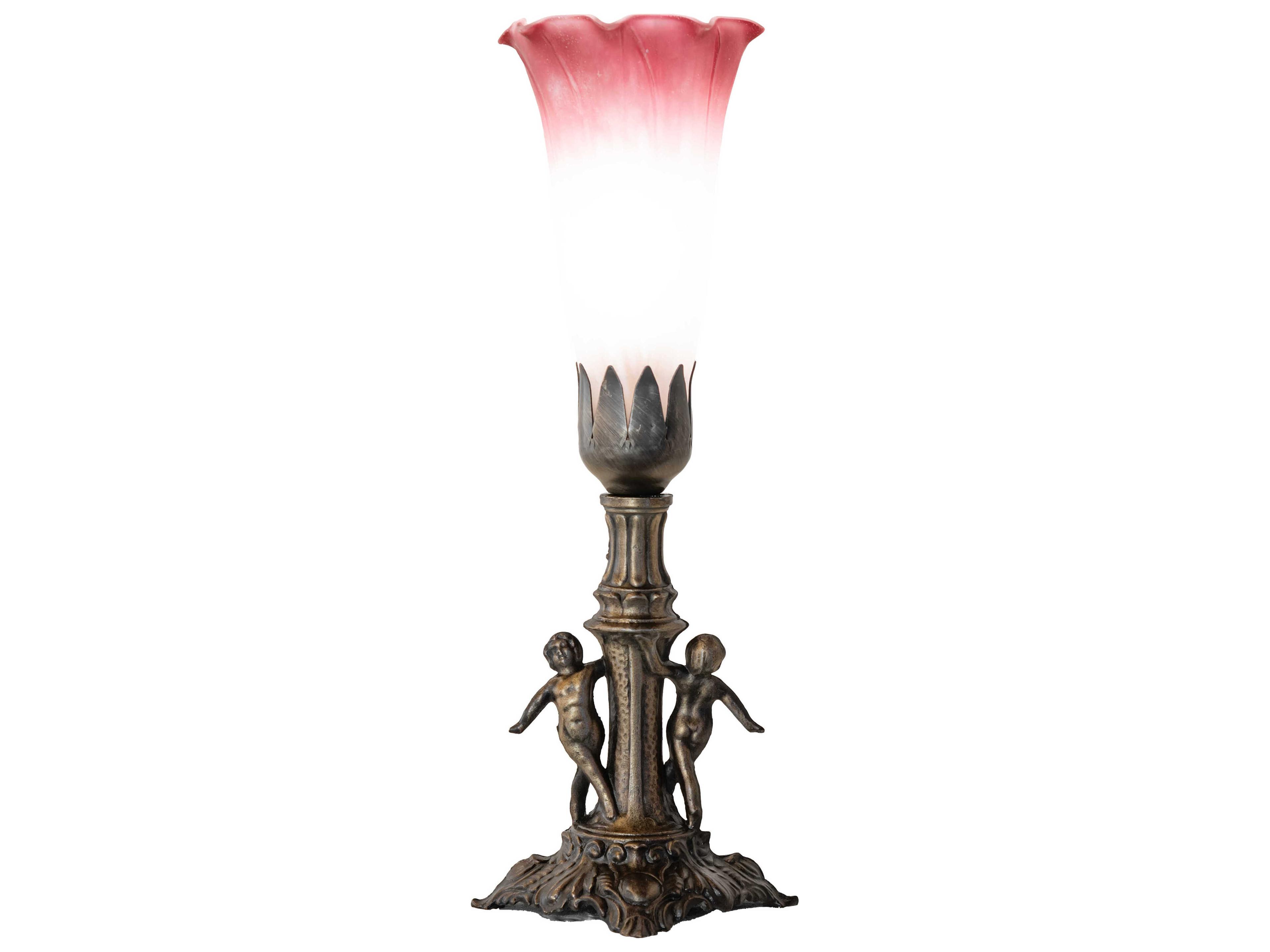Meyda Pond Lily Antique Brass Table Lamp