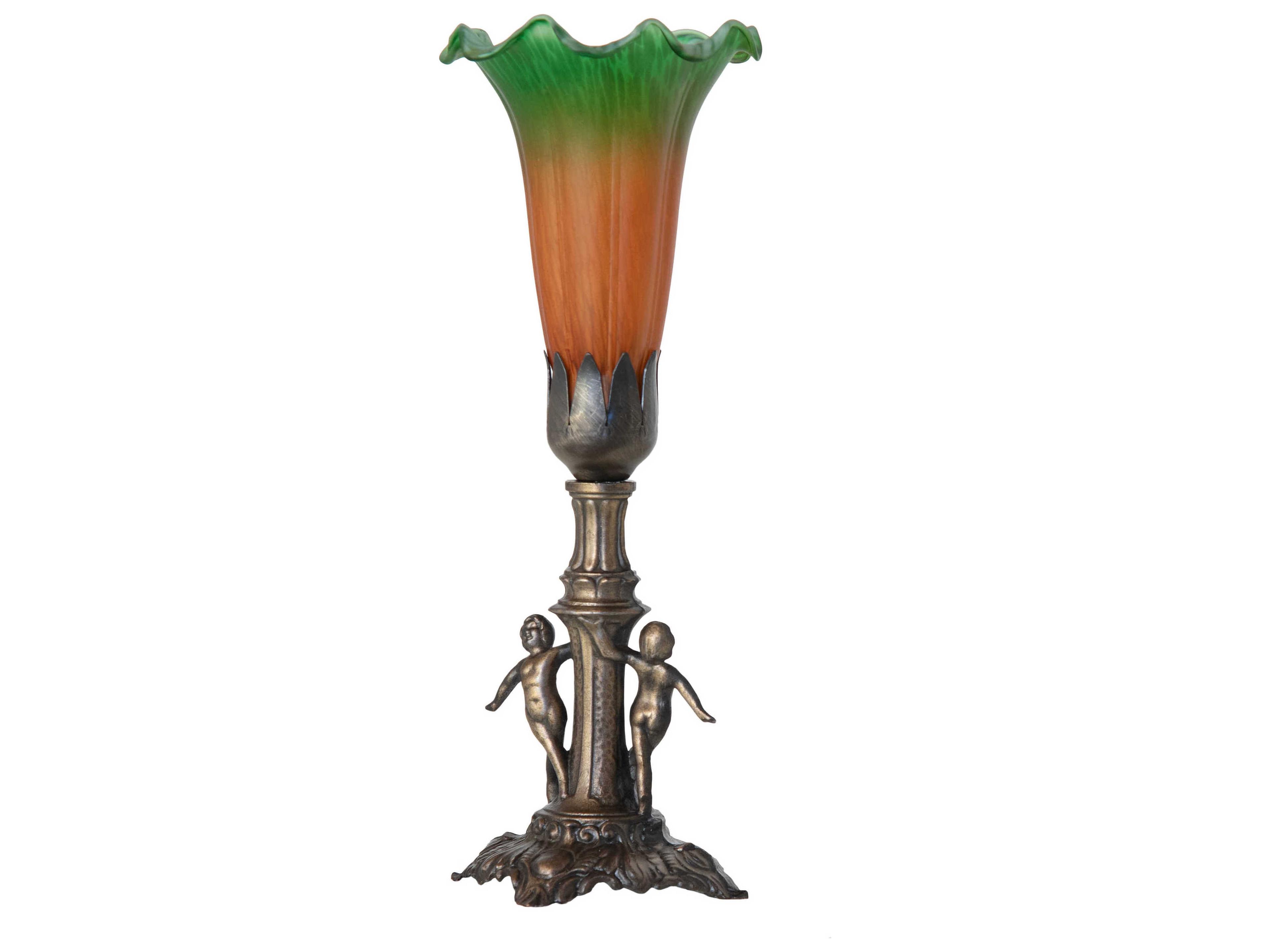 Meyda Pond Lily Antique Brass Table Lamp