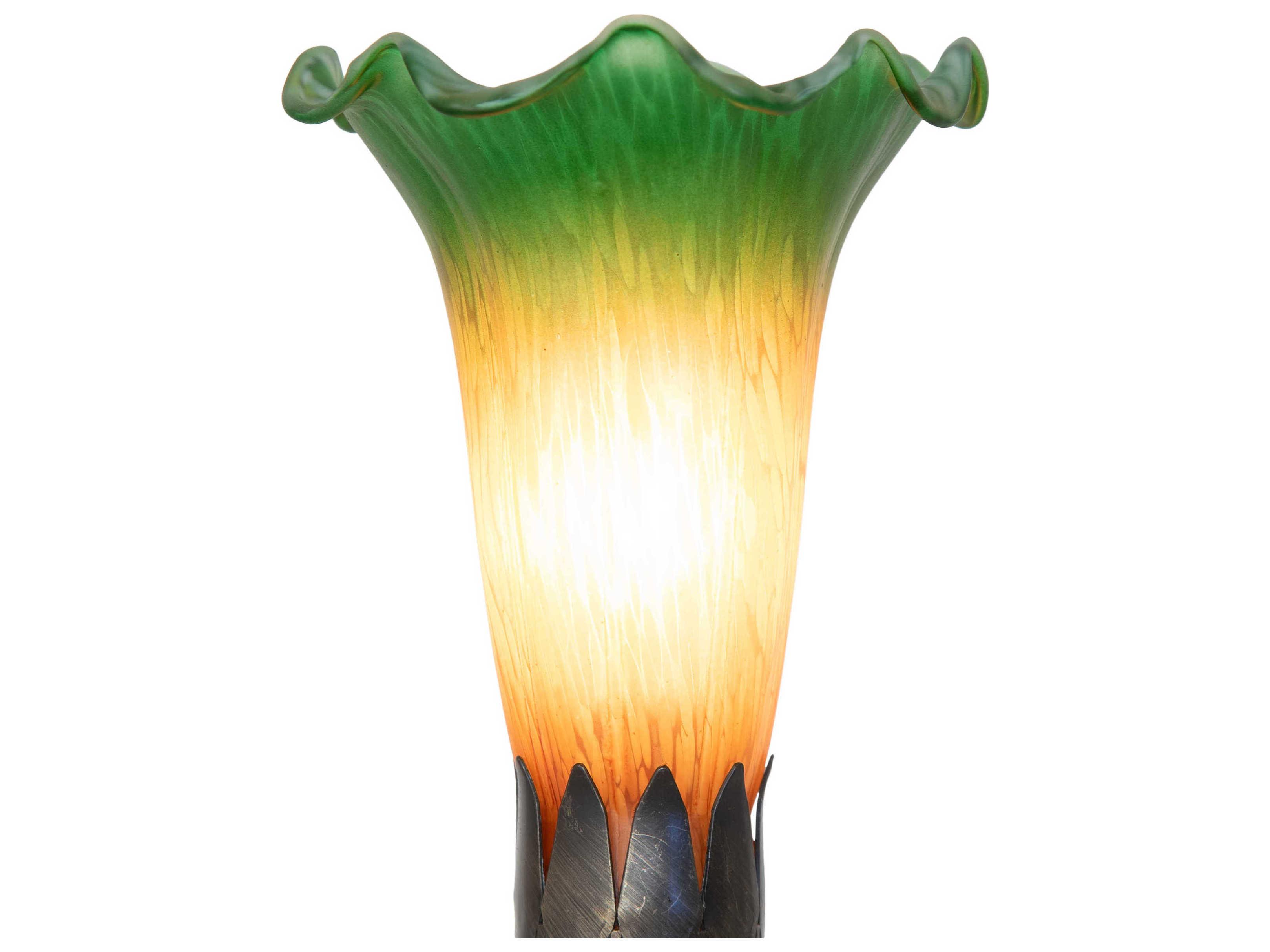 Meyda Pond Lily Antique Brass Table Lamp