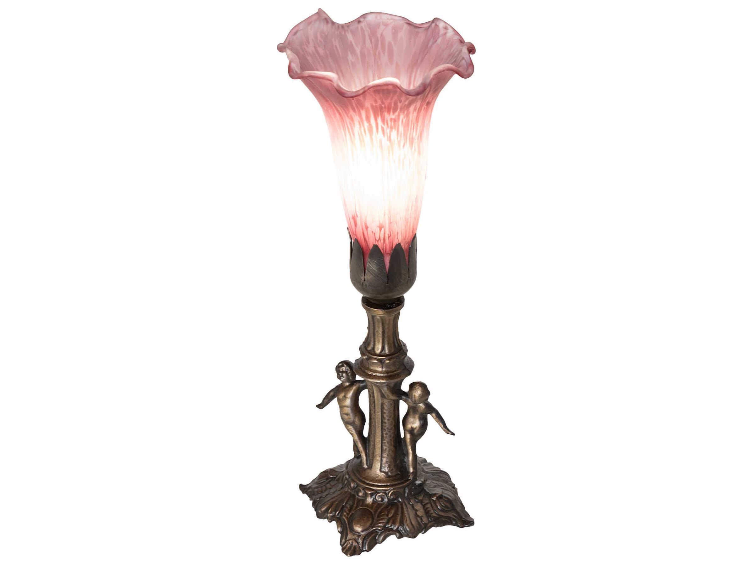 Meyda Pond Lily Antique Brass Table Lamp