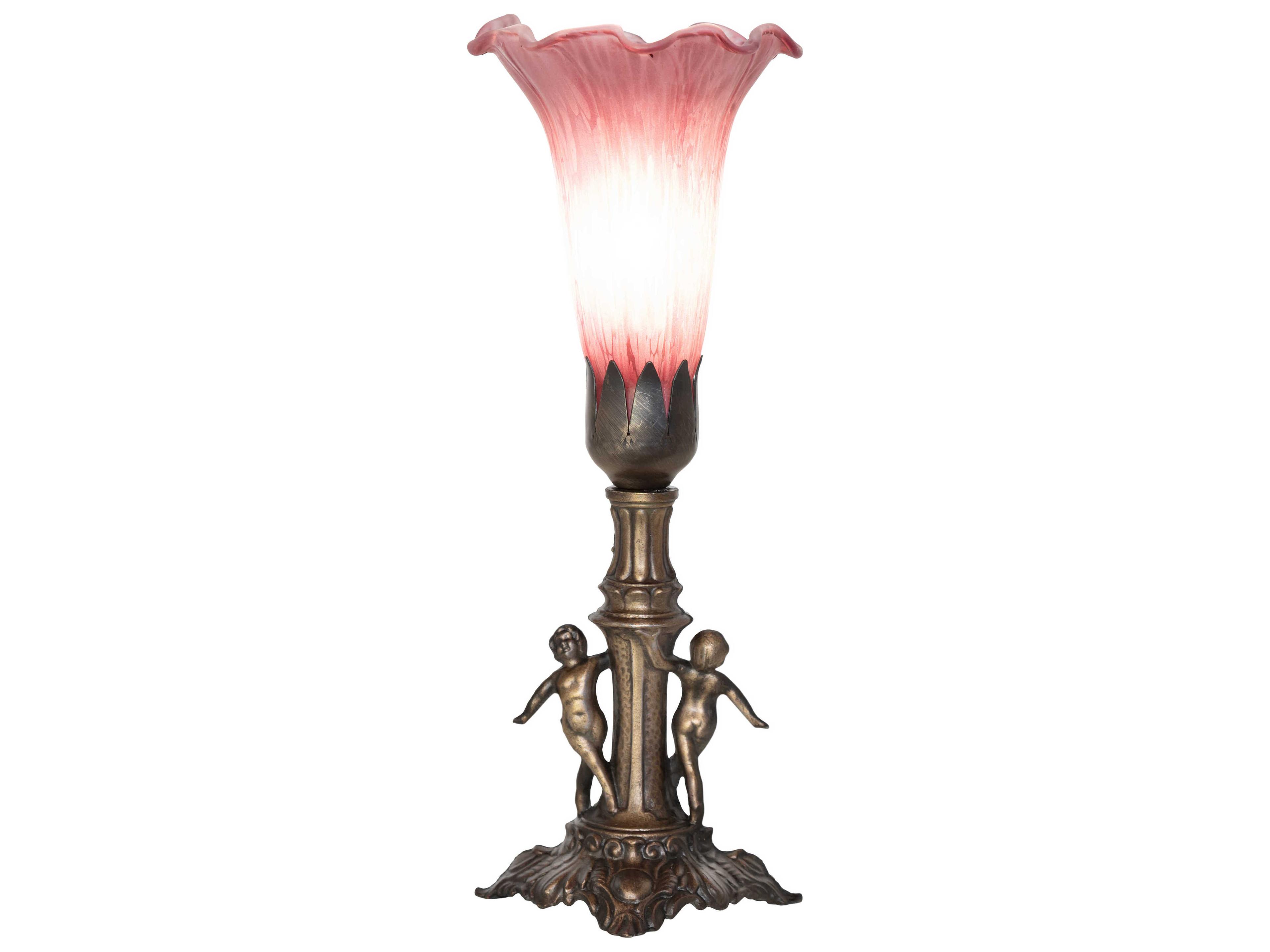Meyda Pond Lily Antique Brass Table Lamp