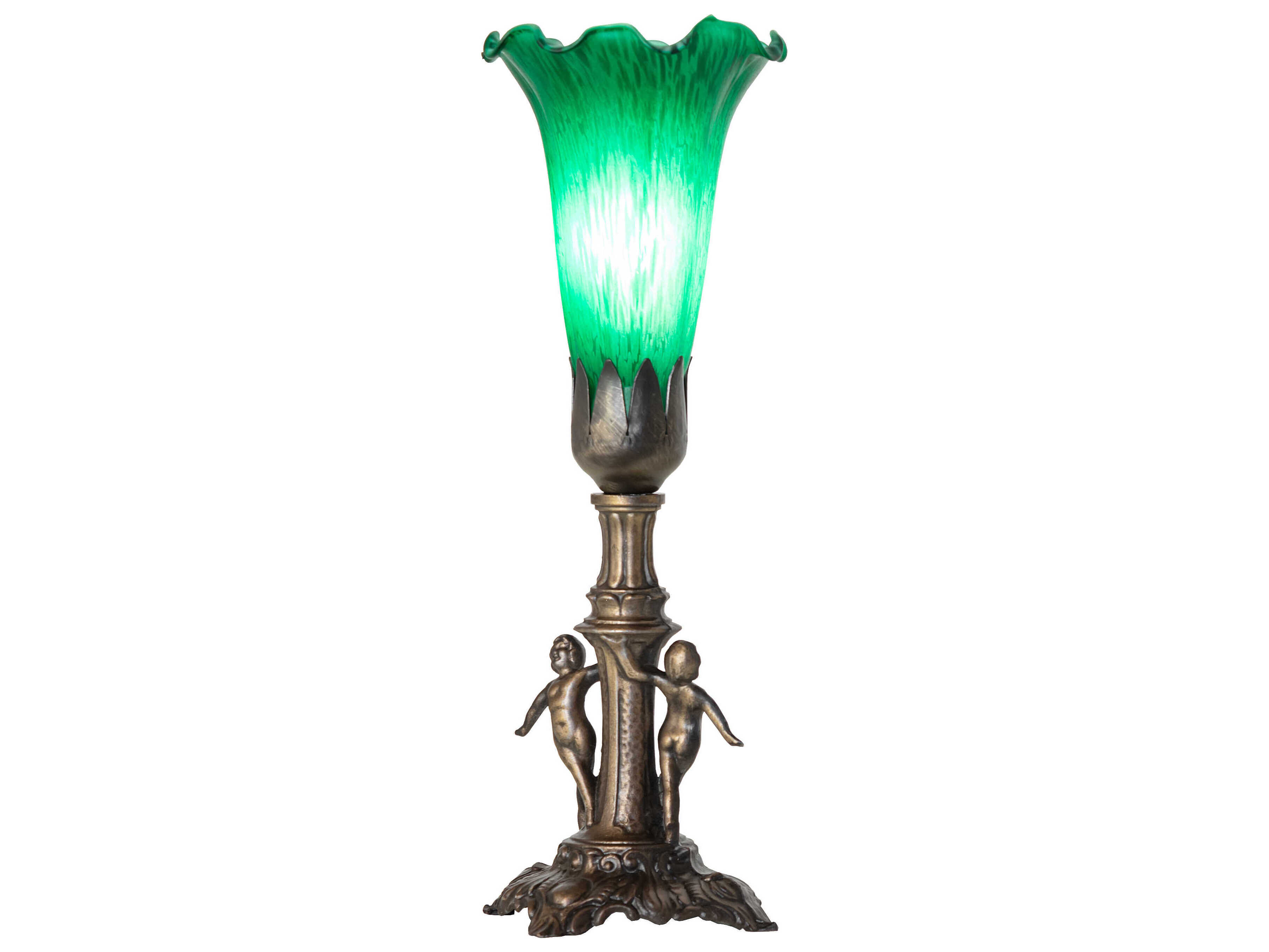 Meyda Pond Lily Antique Brass Table Lamp