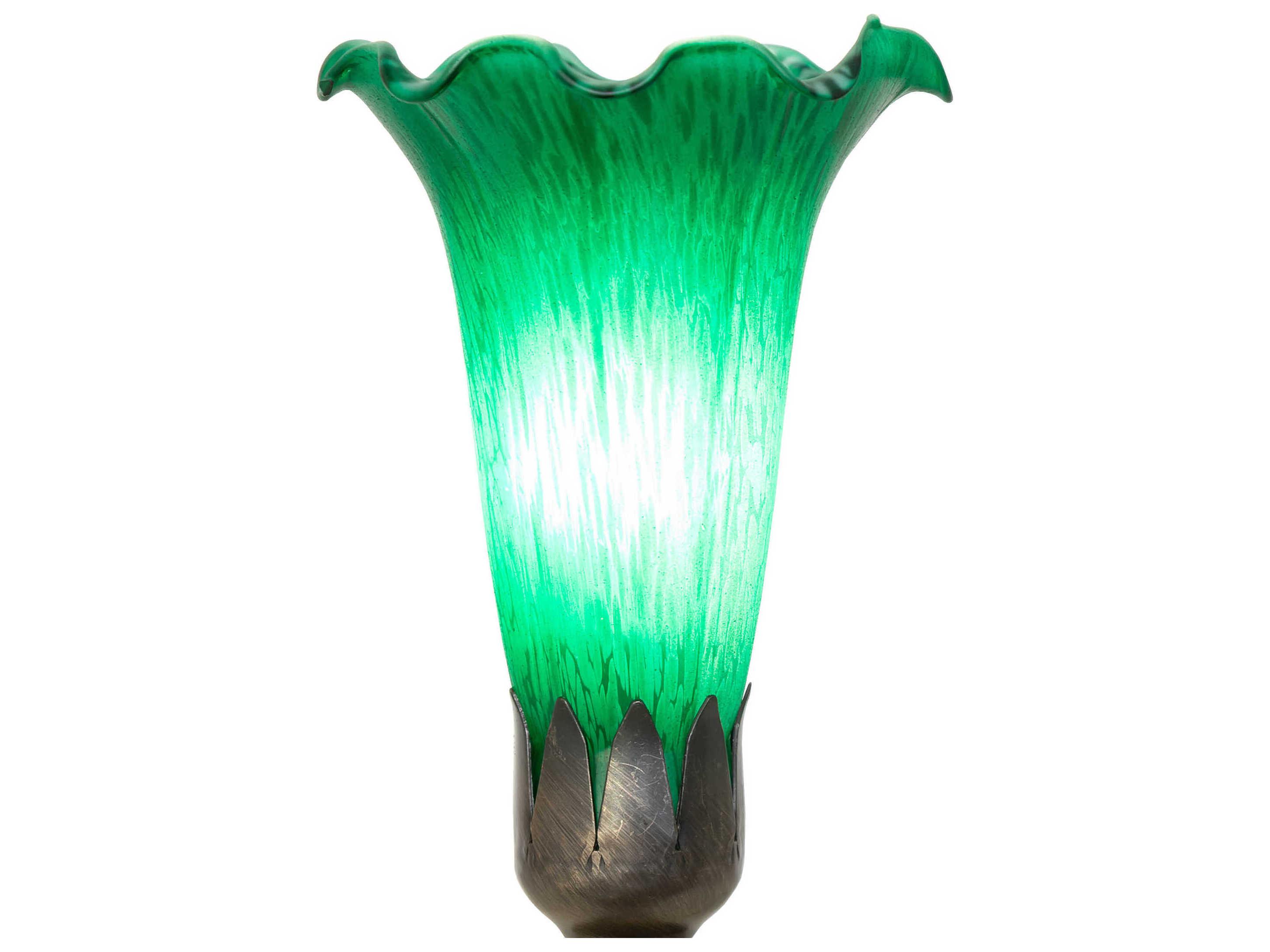 Meyda Pond Lily Antique Brass Table Lamp