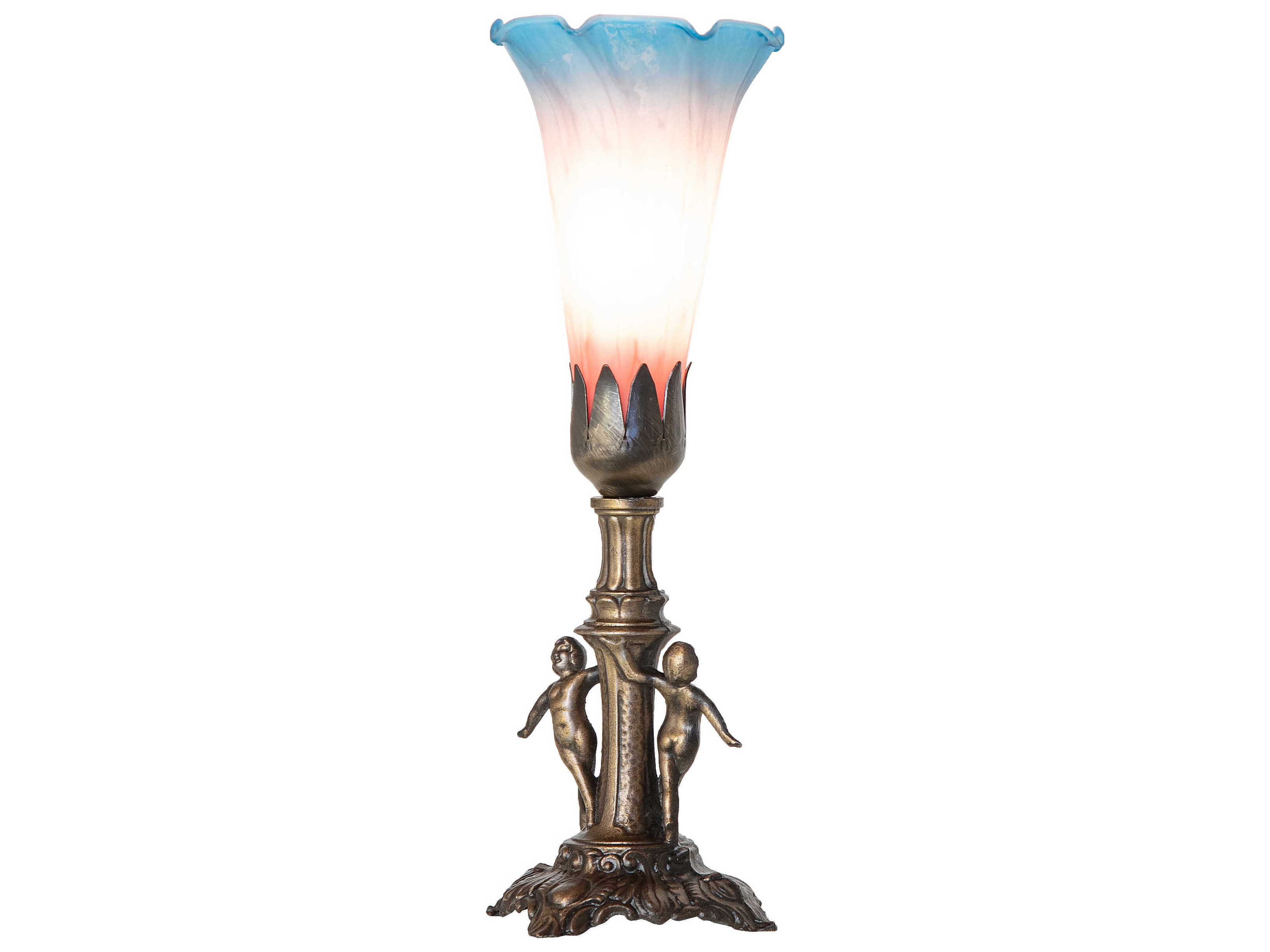 Meyda Pond Lily Antique Brass Table Lamp
