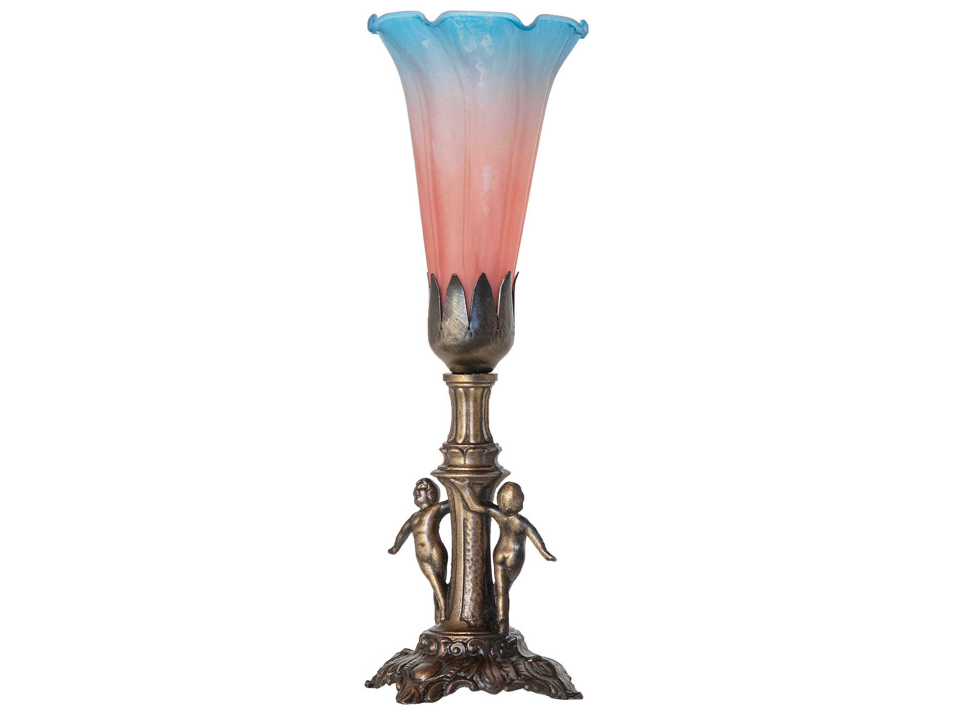 Meyda Pond Lily Antique Brass Table Lamp