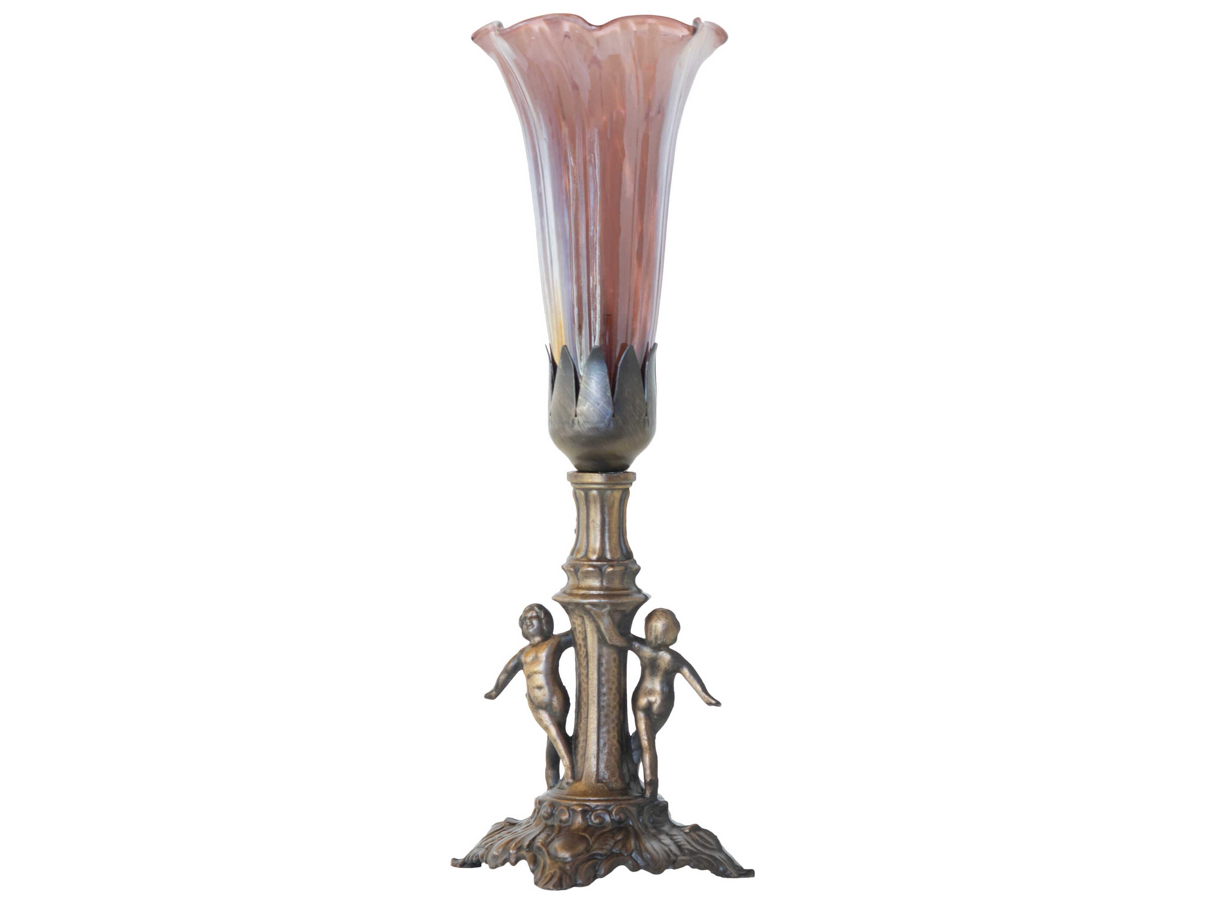 Meyda Pond Lily Antique Brass Table Lamp