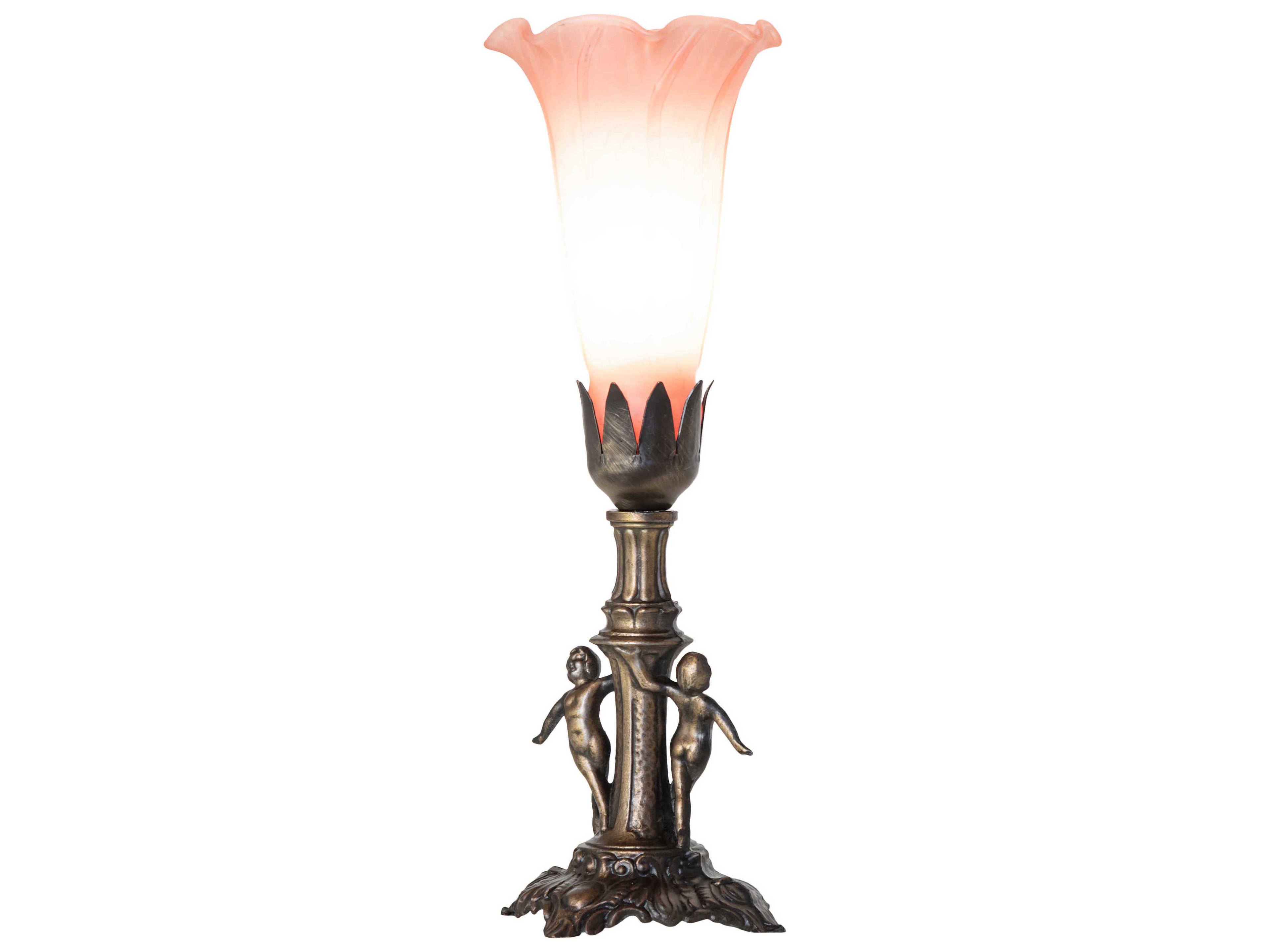 Meyda Pond Lily Antique Brass Table Lamp