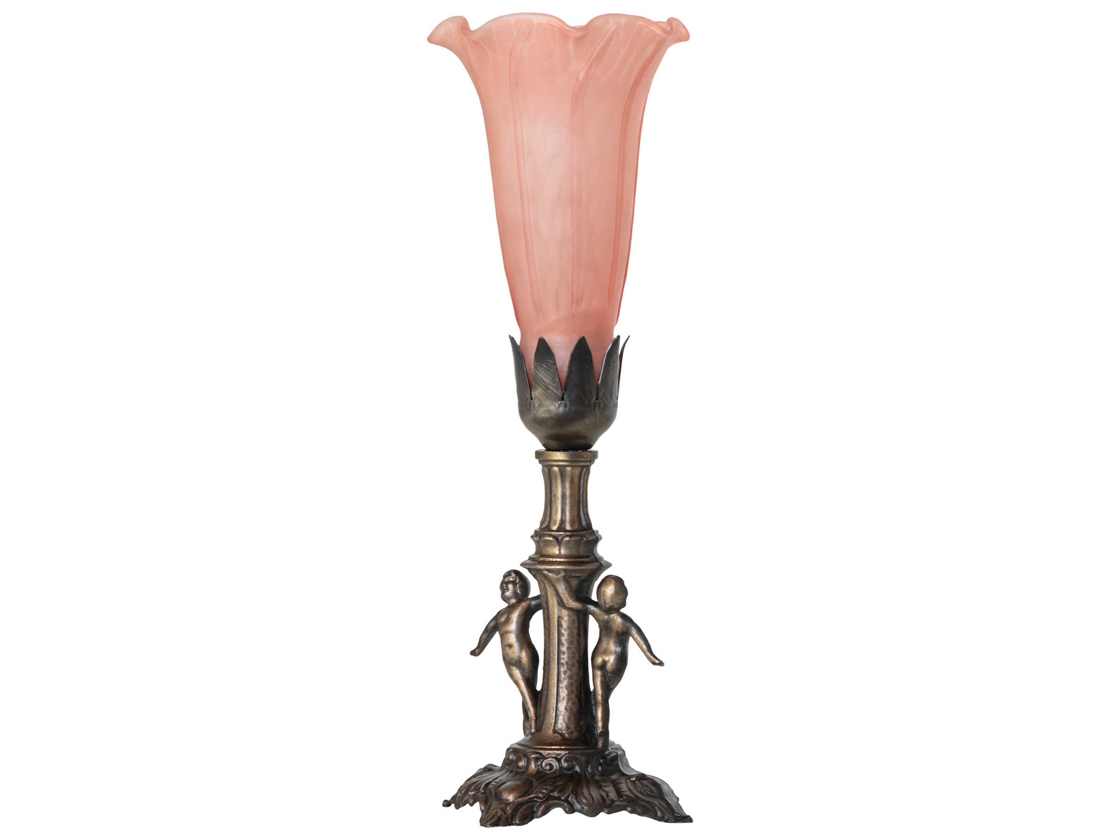 Meyda Pond Lily Antique Brass Table Lamp