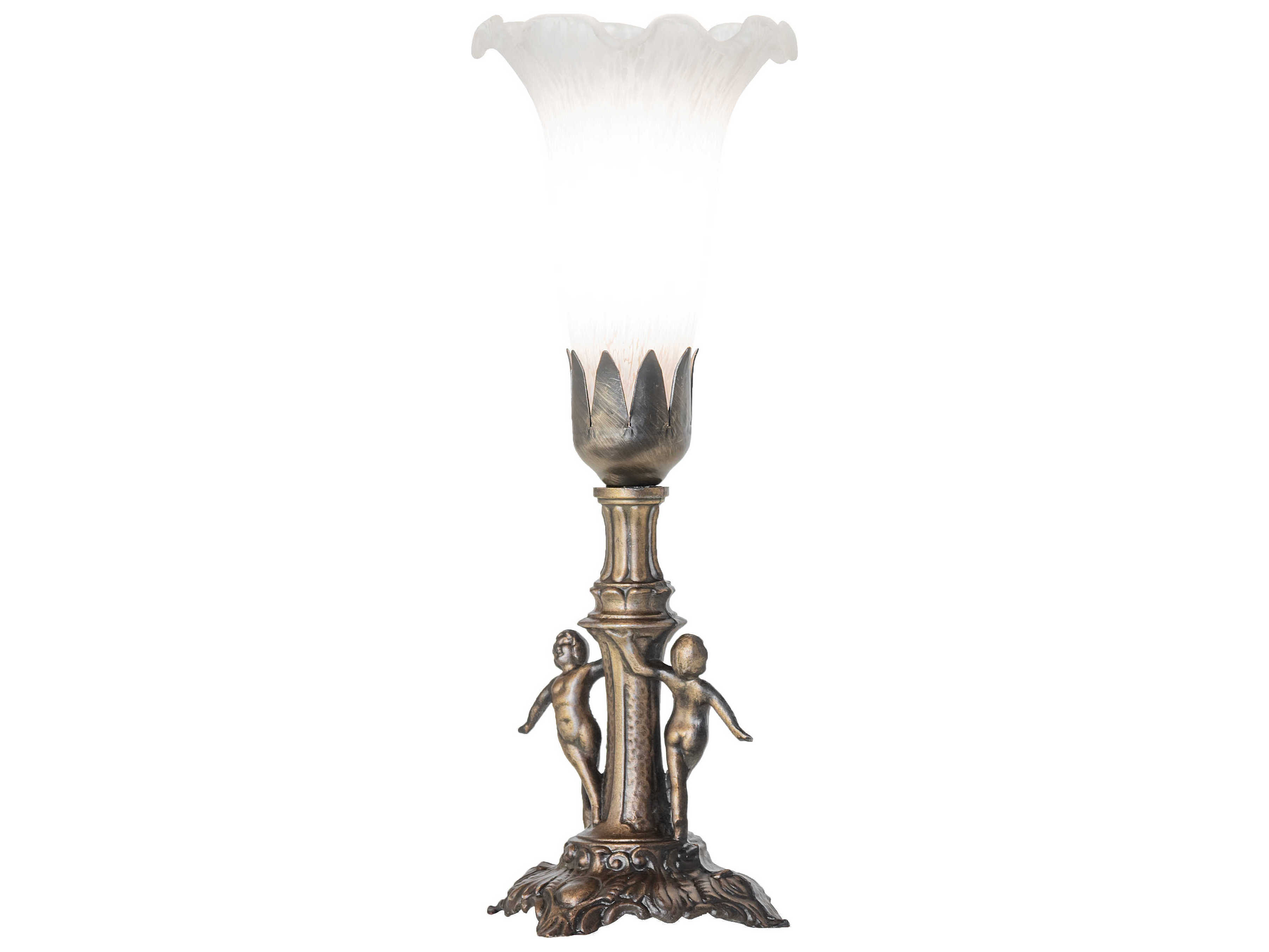 Meyda Pond Lily Antique Brass Table Lamp