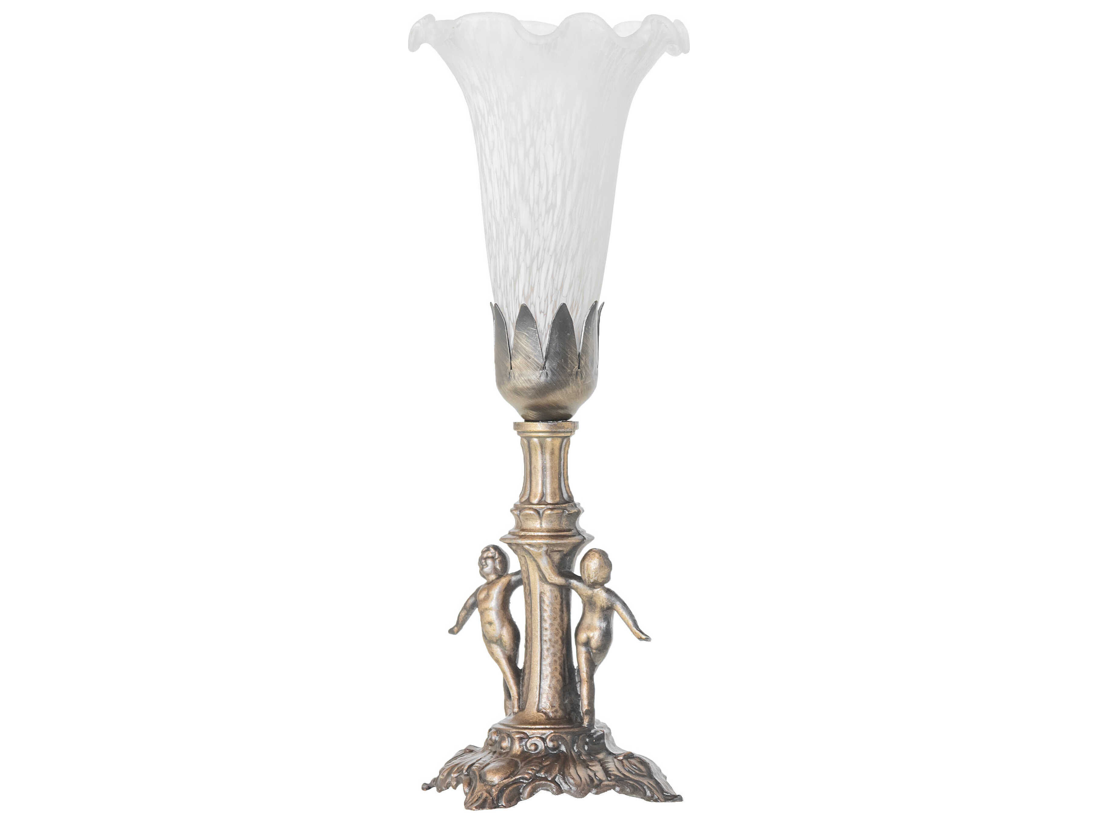 Meyda Pond Lily Antique Brass Table Lamp