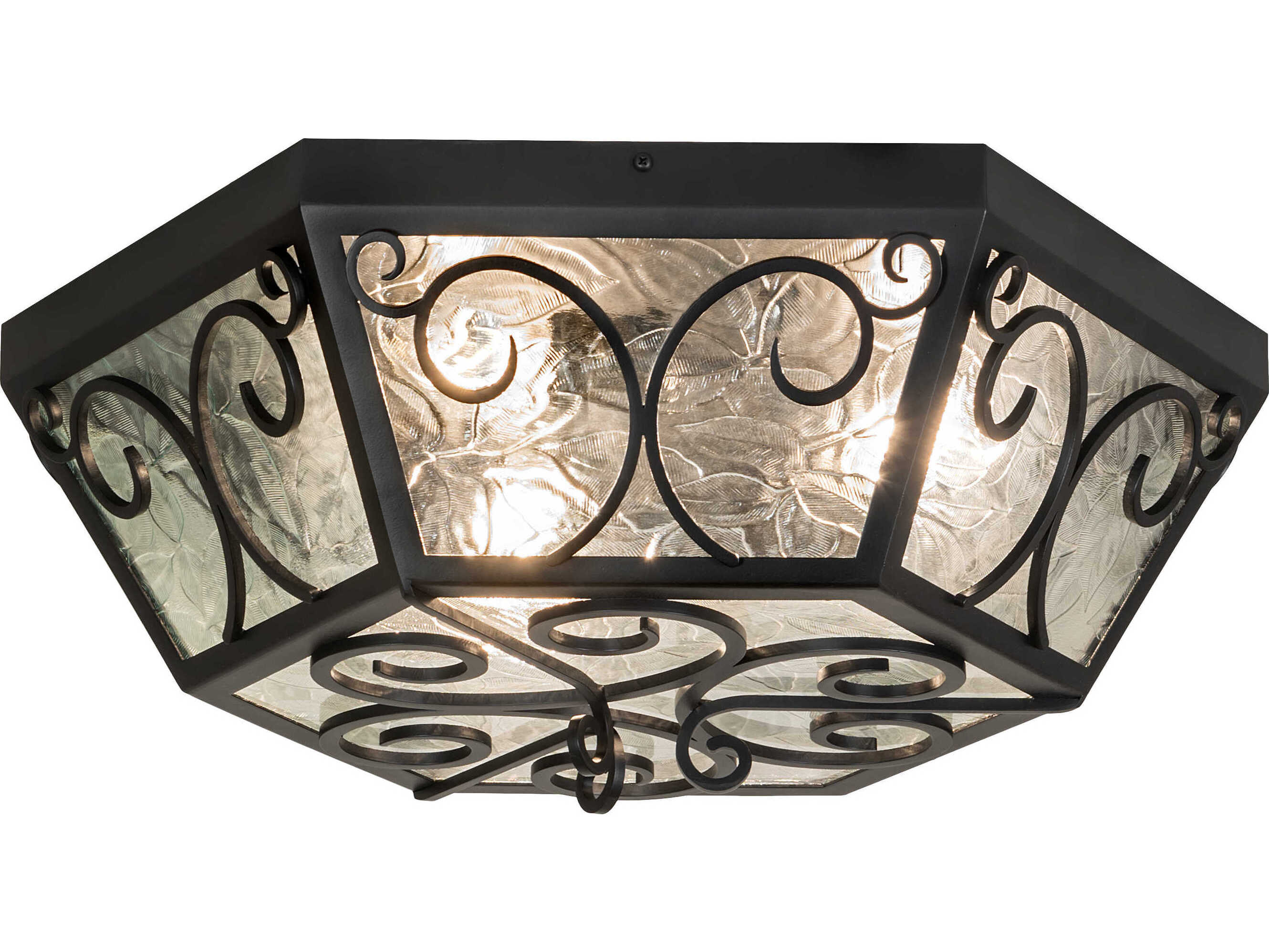 Meyda Camilla 3-Light Blackwash Glass Flush Mount