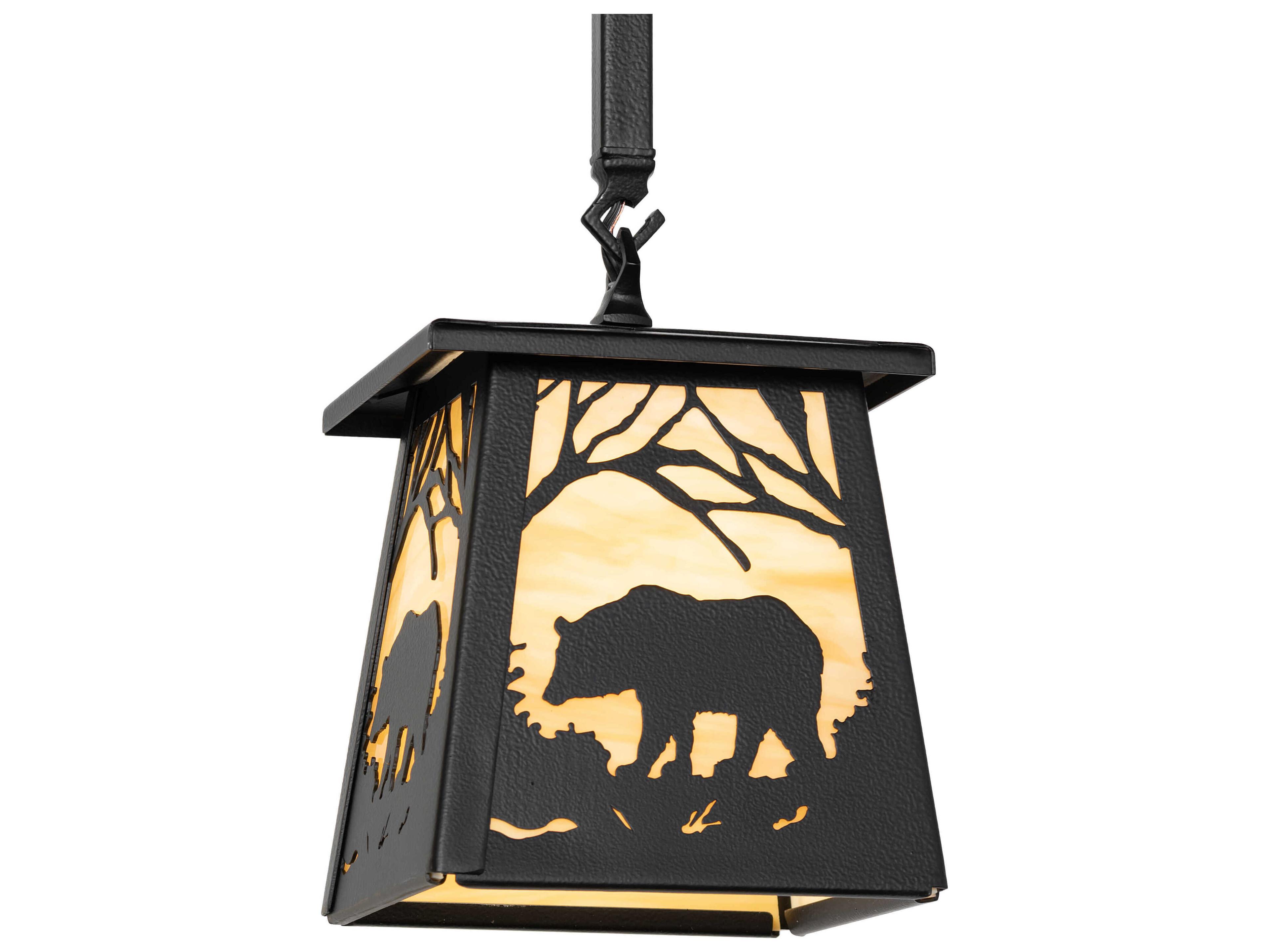 Meyda Bear At Dawn 1-Light Black Satin Wrought Iron Mini Pendant