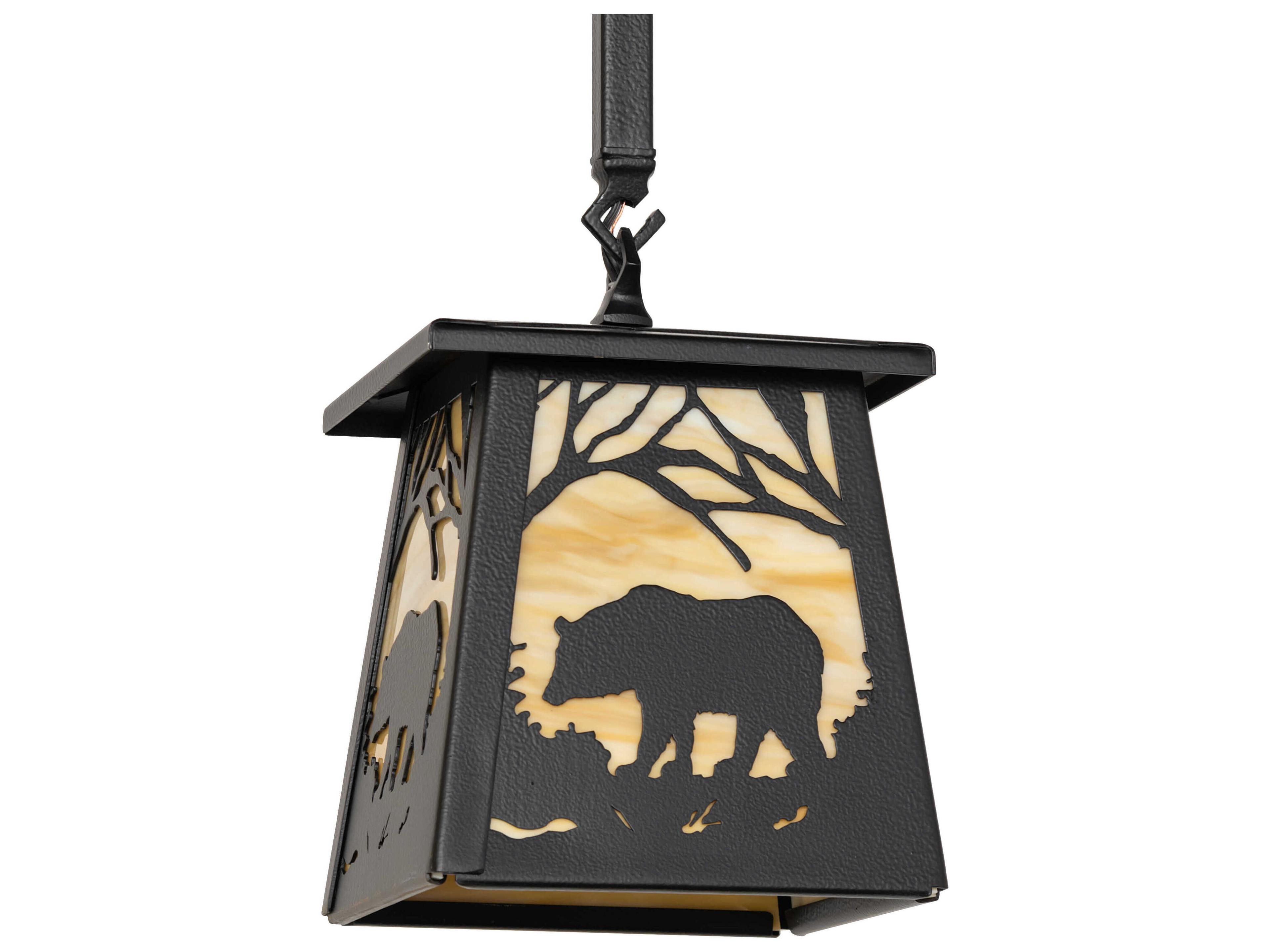 Meyda Bear At Dawn 1-Light Black Satin Wrought Iron Mini Pendant