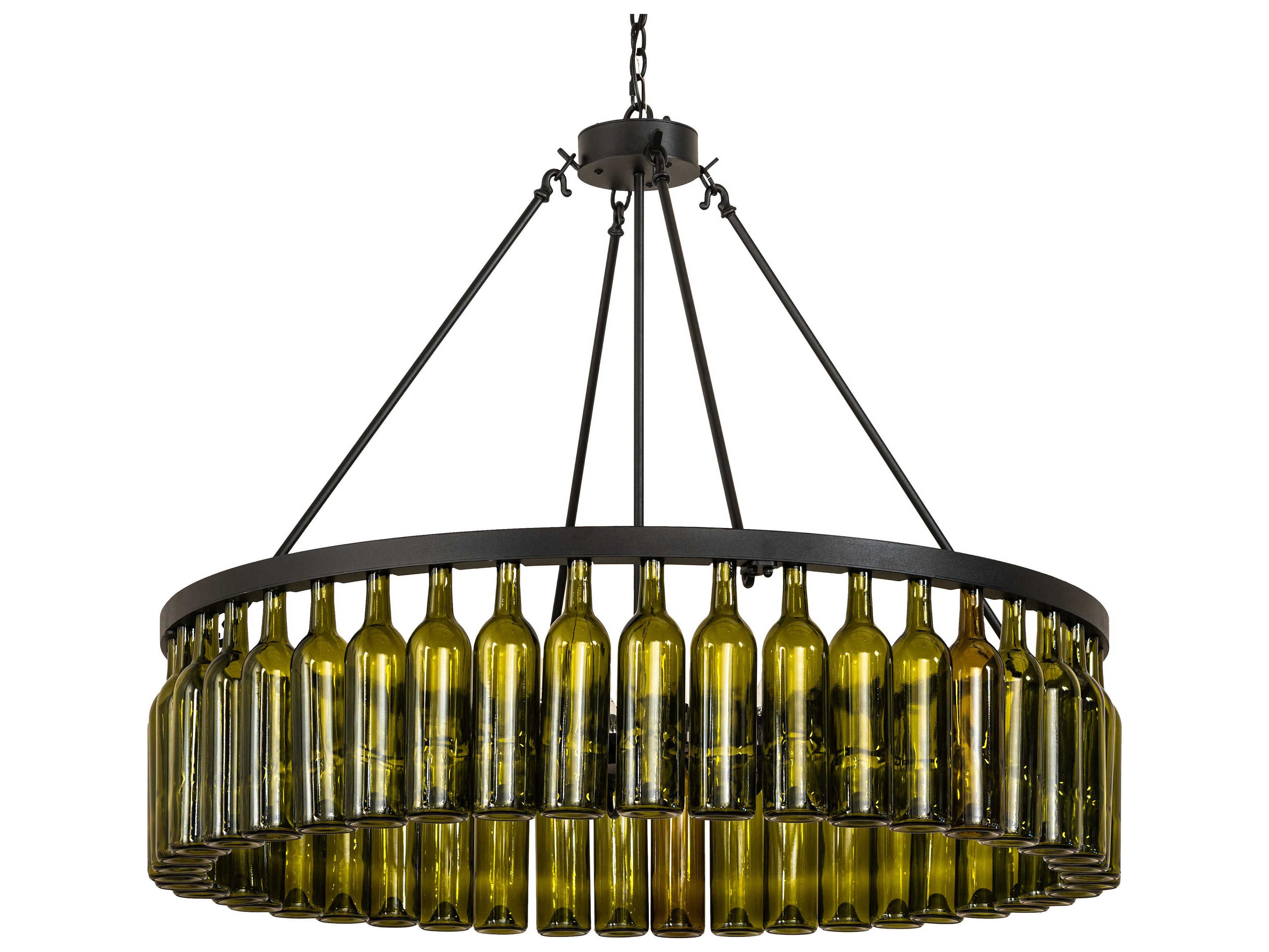 Meyda Tuscan Vineyard 6-Light Textured Black Green Chandelier