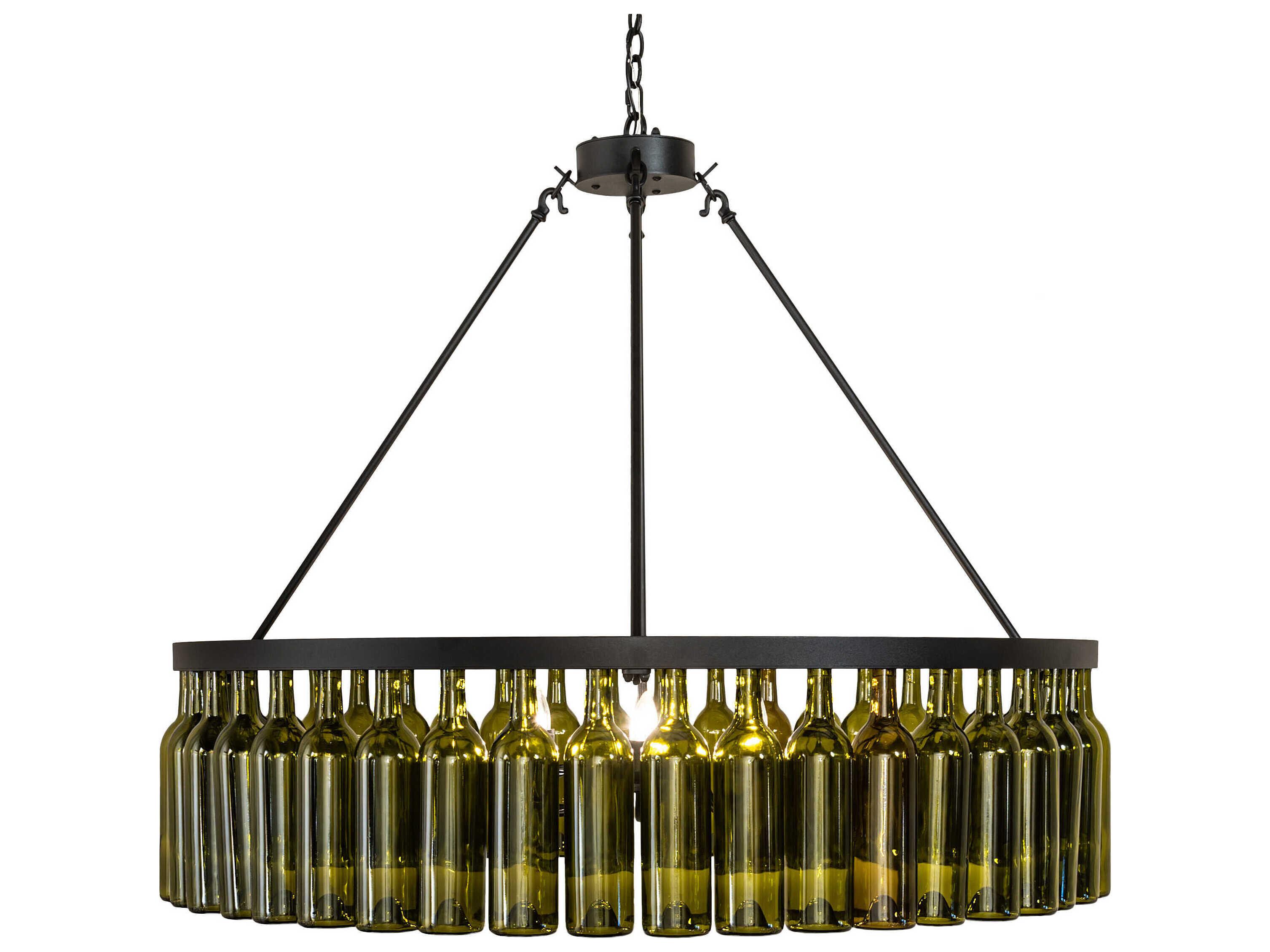 Meyda Tuscan Vineyard 6-Light Textured Black Green Chandelier