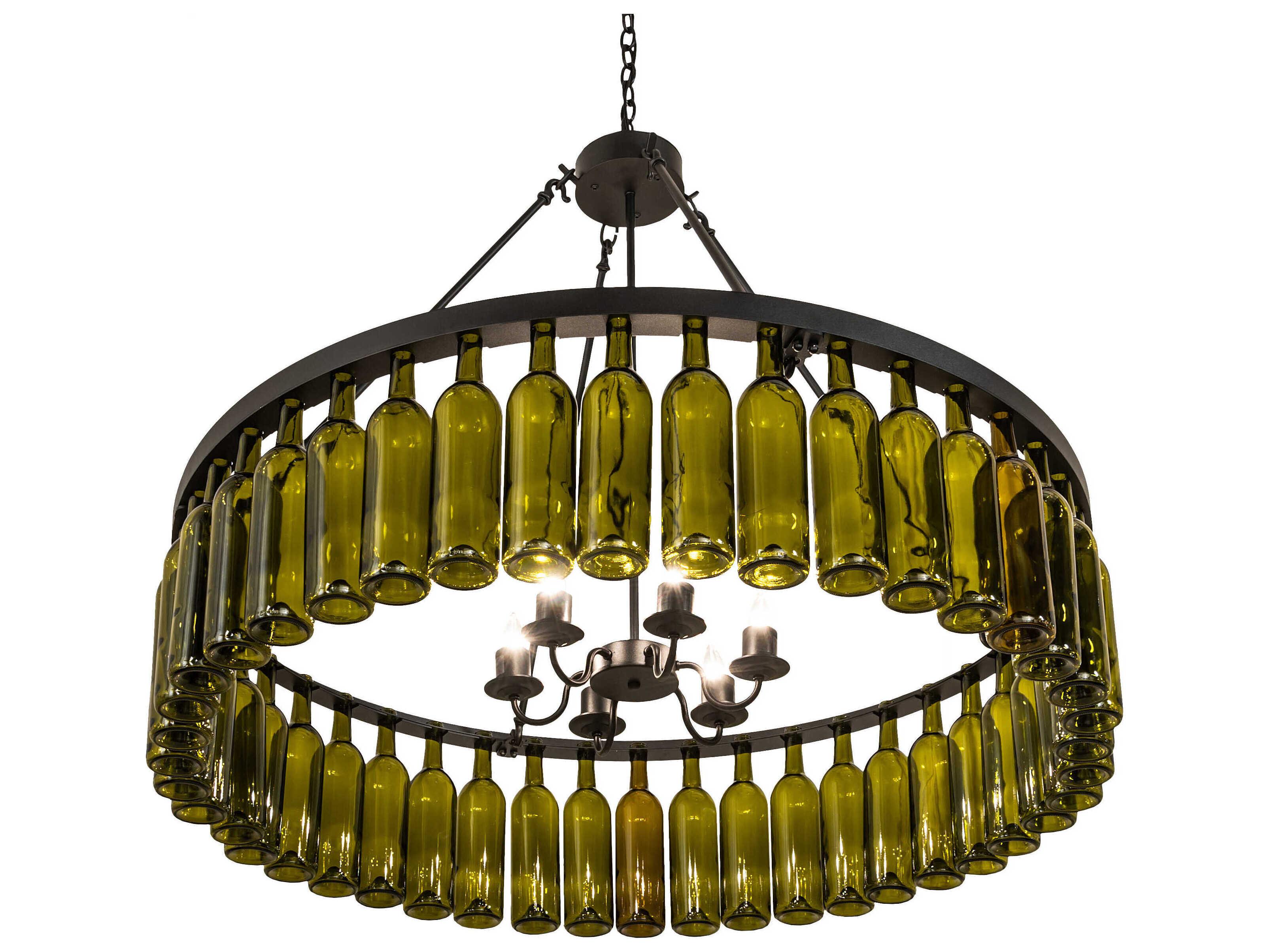 Meyda Tuscan Vineyard 6-Light Textured Black Green Chandelier