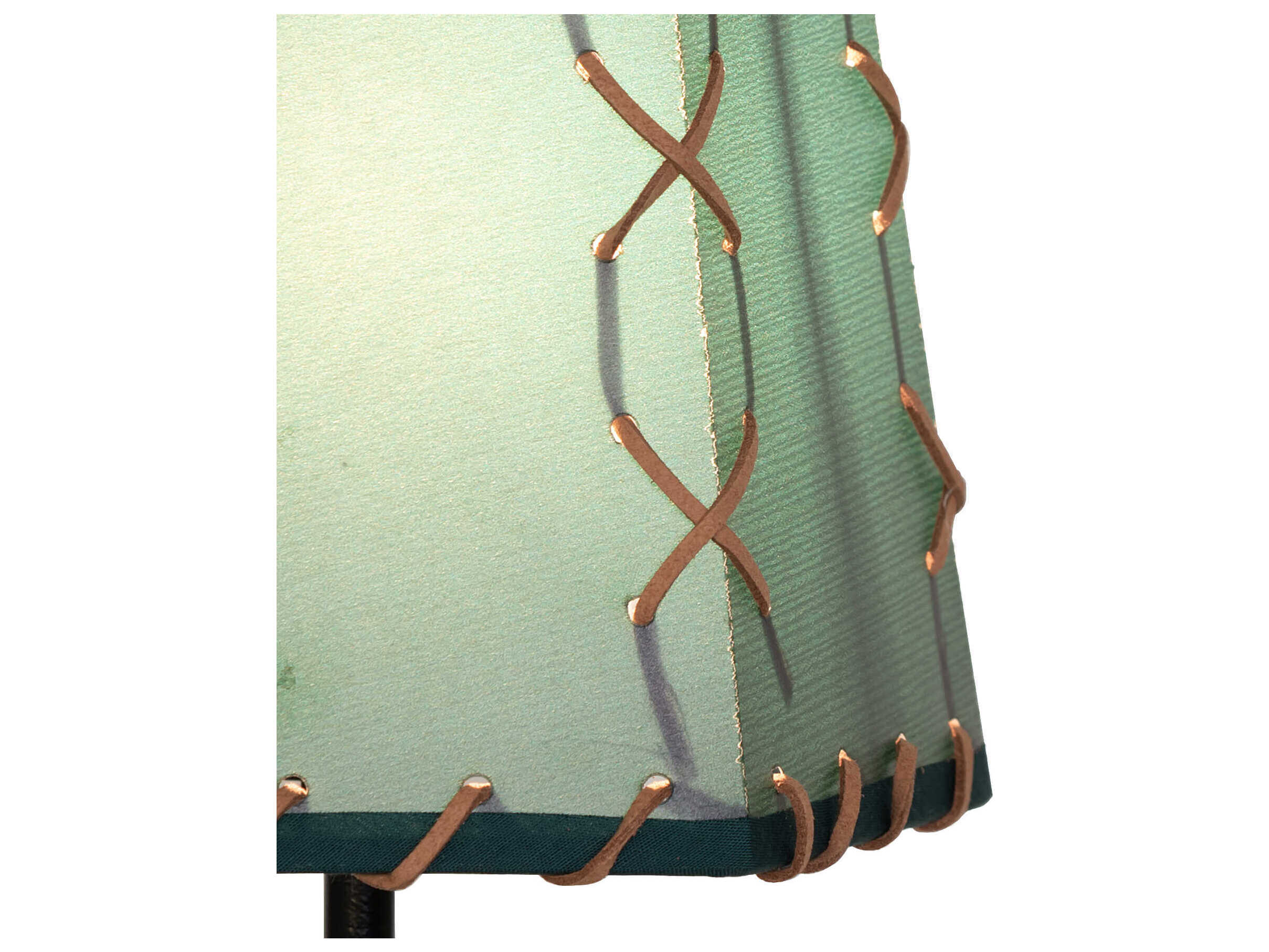 Meyda Tall Pines Textured Black Green Faux Leather Glass Table Lamp