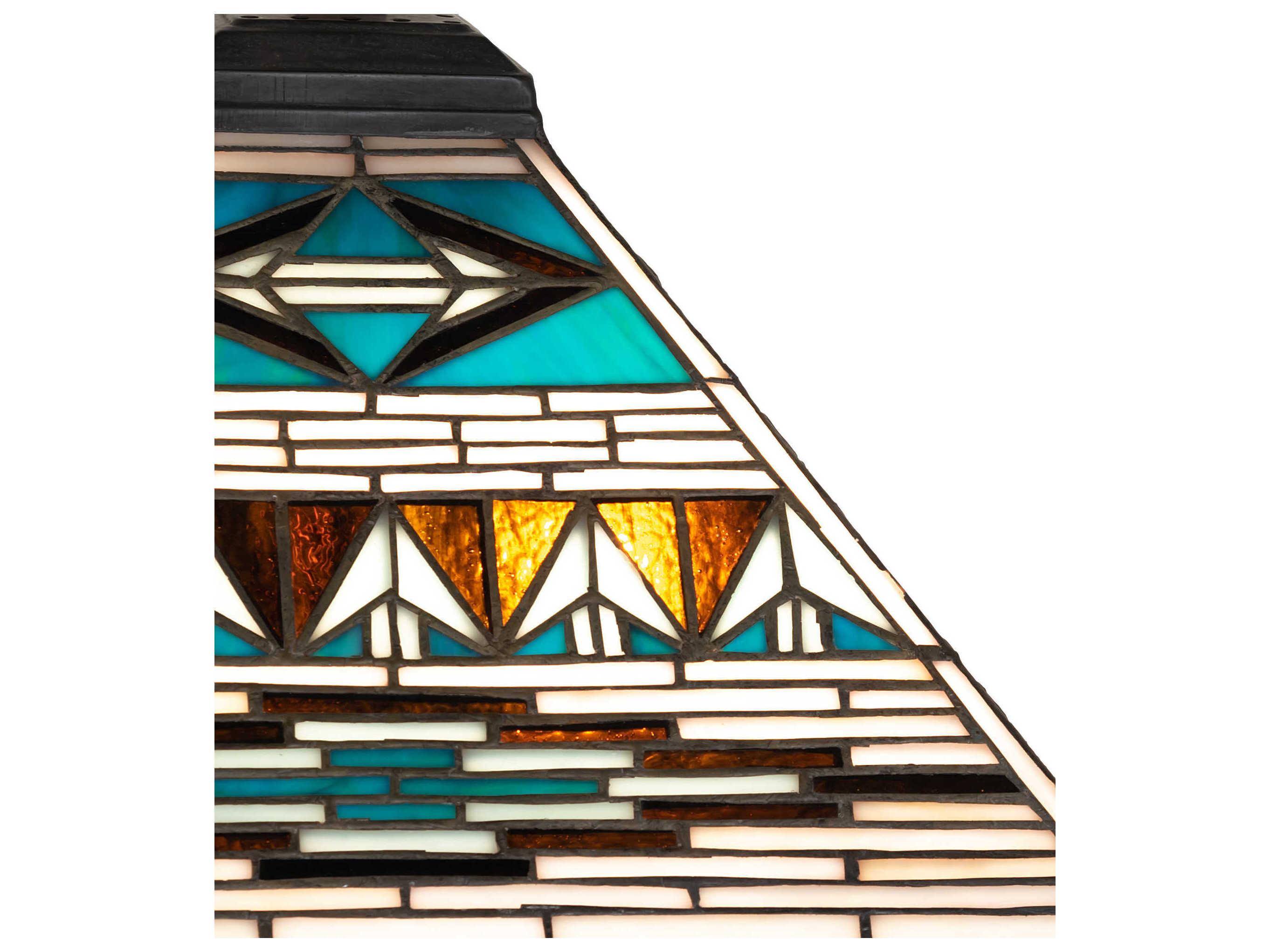 Meyda Valencia Mahogany Bronze Green Blue Beige Glass Table Lamp