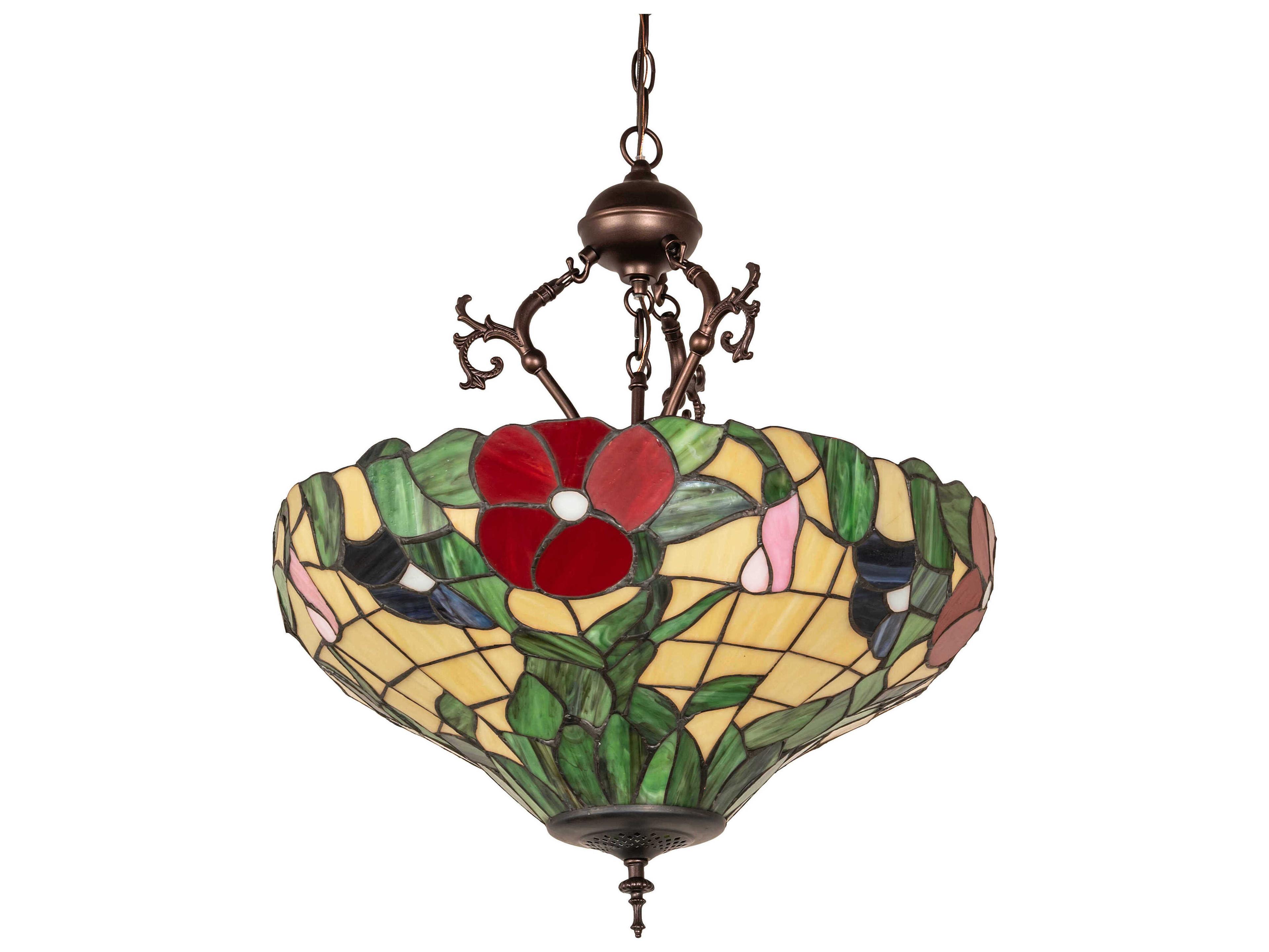 Meyda Peony 3-Light Mahogany Bronze Bowl Pendant