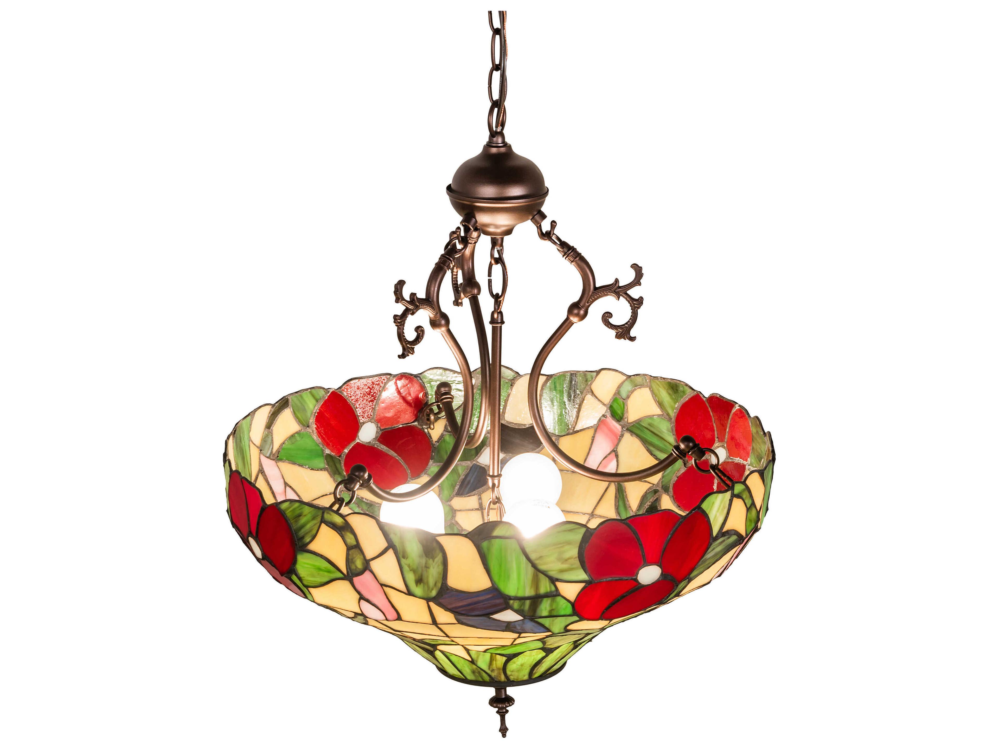 Meyda Peony 3-Light Mahogany Bronze Bowl Pendant