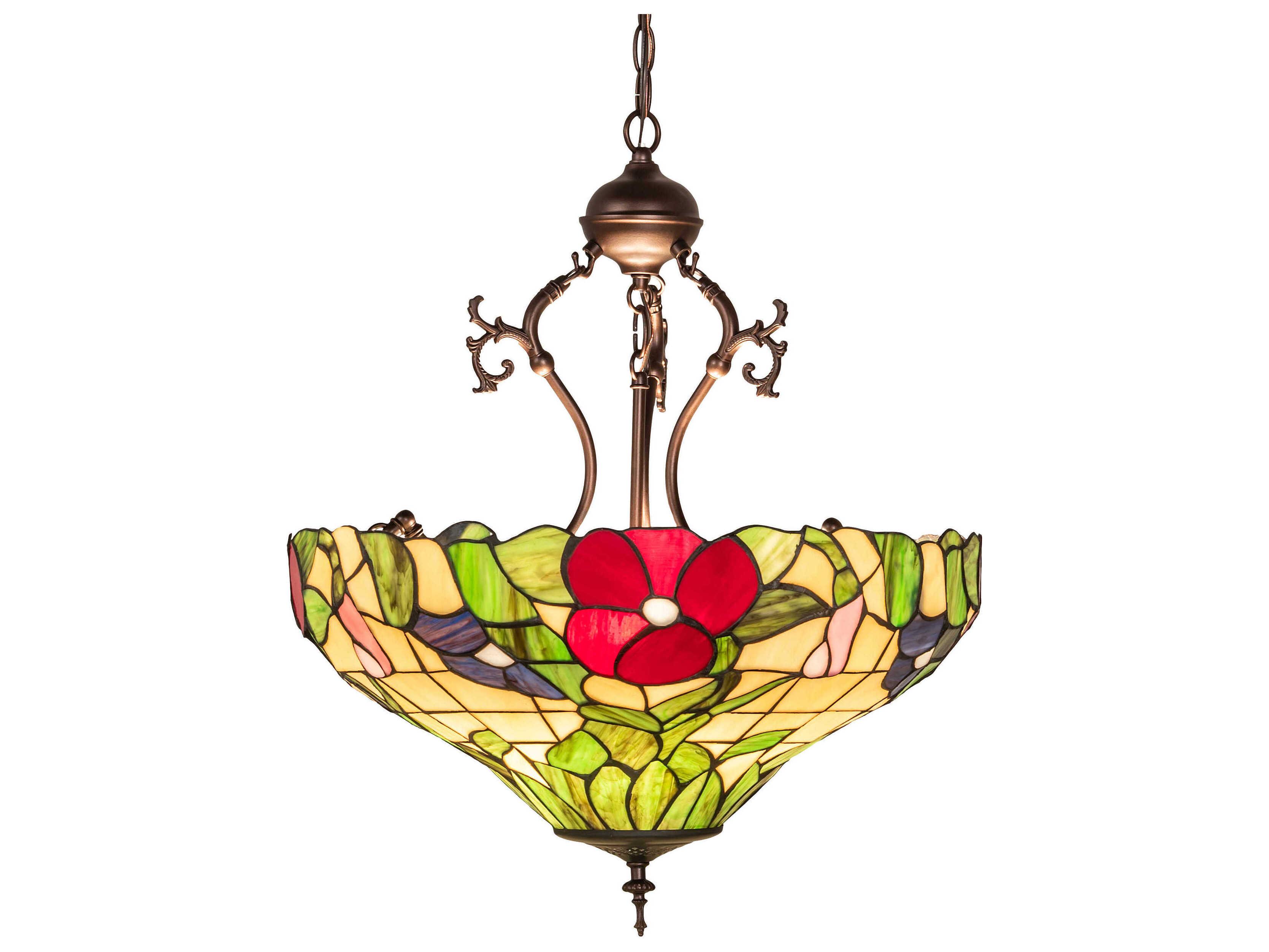 Meyda Peony 3-Light Mahogany Bronze Bowl Pendant