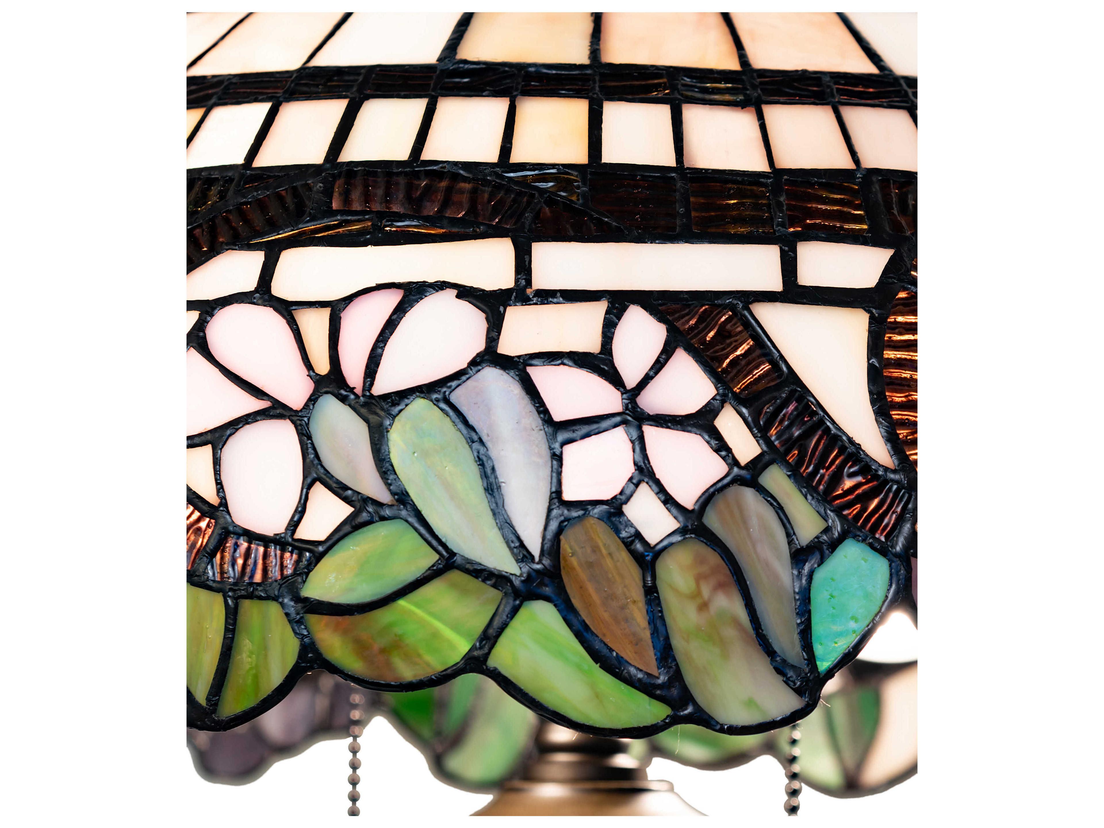 Meyda Handel Grapevine Mahogany Bronze Pink Mauve Violet Glass Tiffany Buffet Lamp