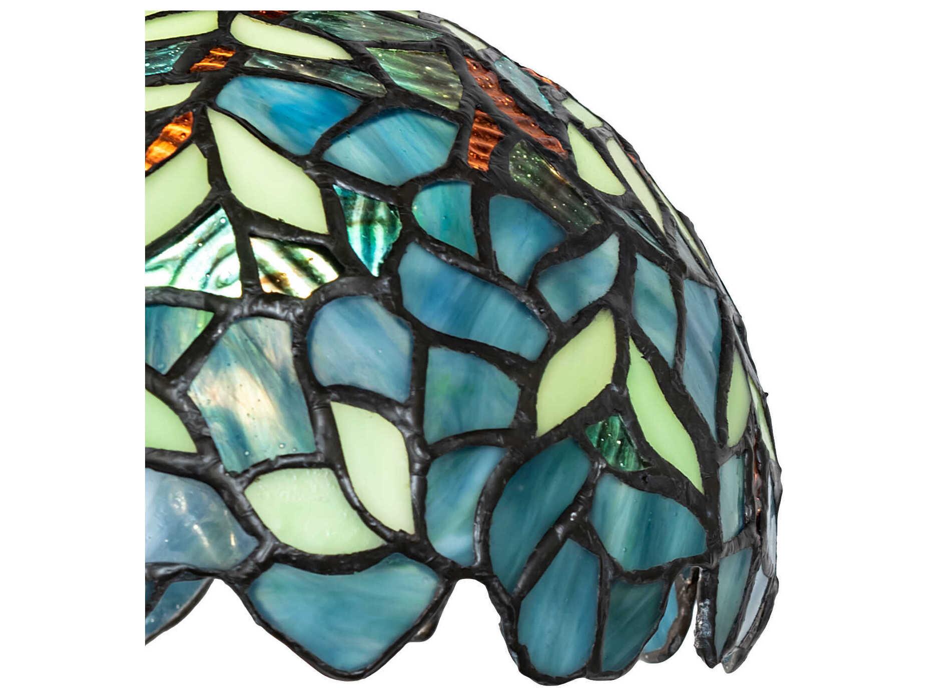 Meyda Nightfall Wisteria 3-Light Mahogany Bronze Glass Tiffany Vanity Light