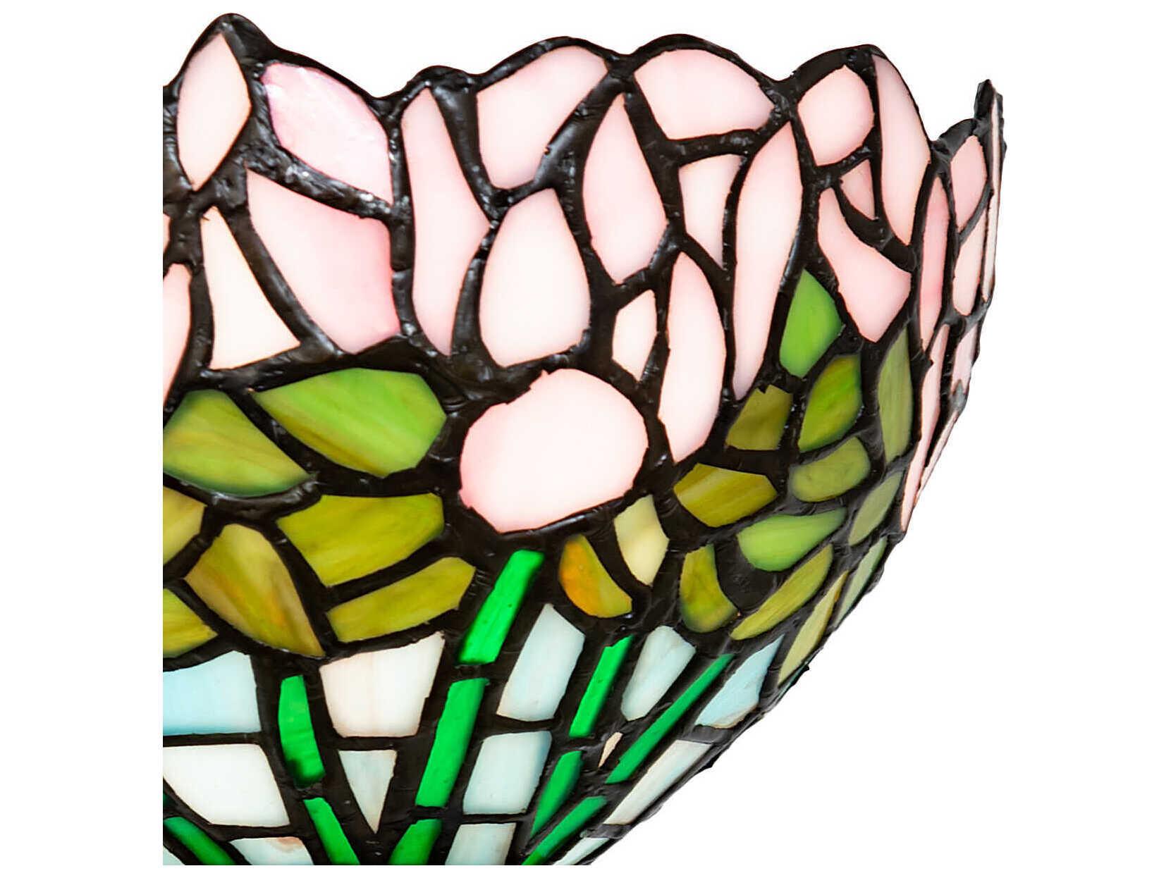 Meyda Tiffany Cabbage Rose 2-Light Mahogany Bronze Glass Vanity Light