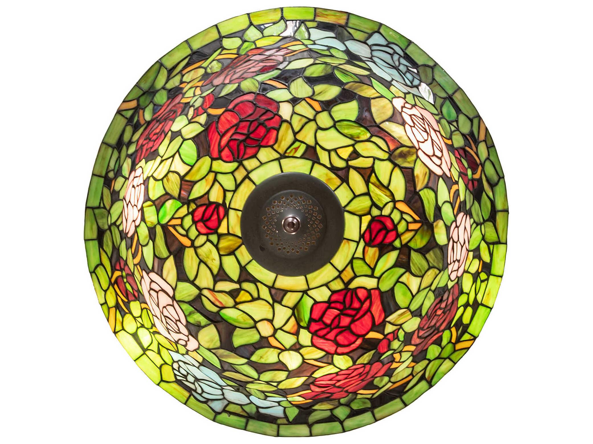 Meyda Rosebush 6-Light Mahogany Bronze Glass Tiffany Pendant