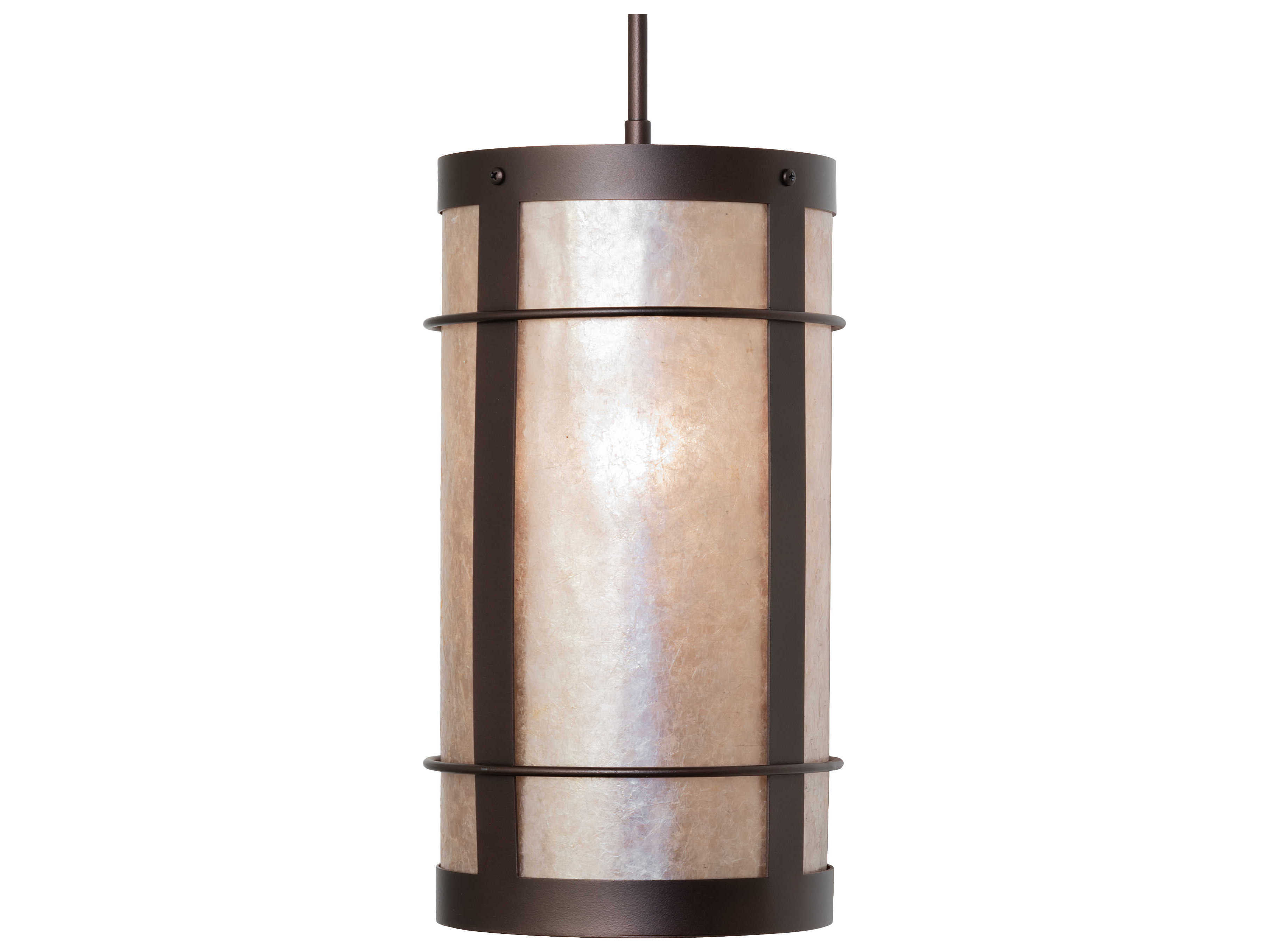 Meyda Villa 1-Light Mahogany Bronze Glass Cylinder Mini Pendant