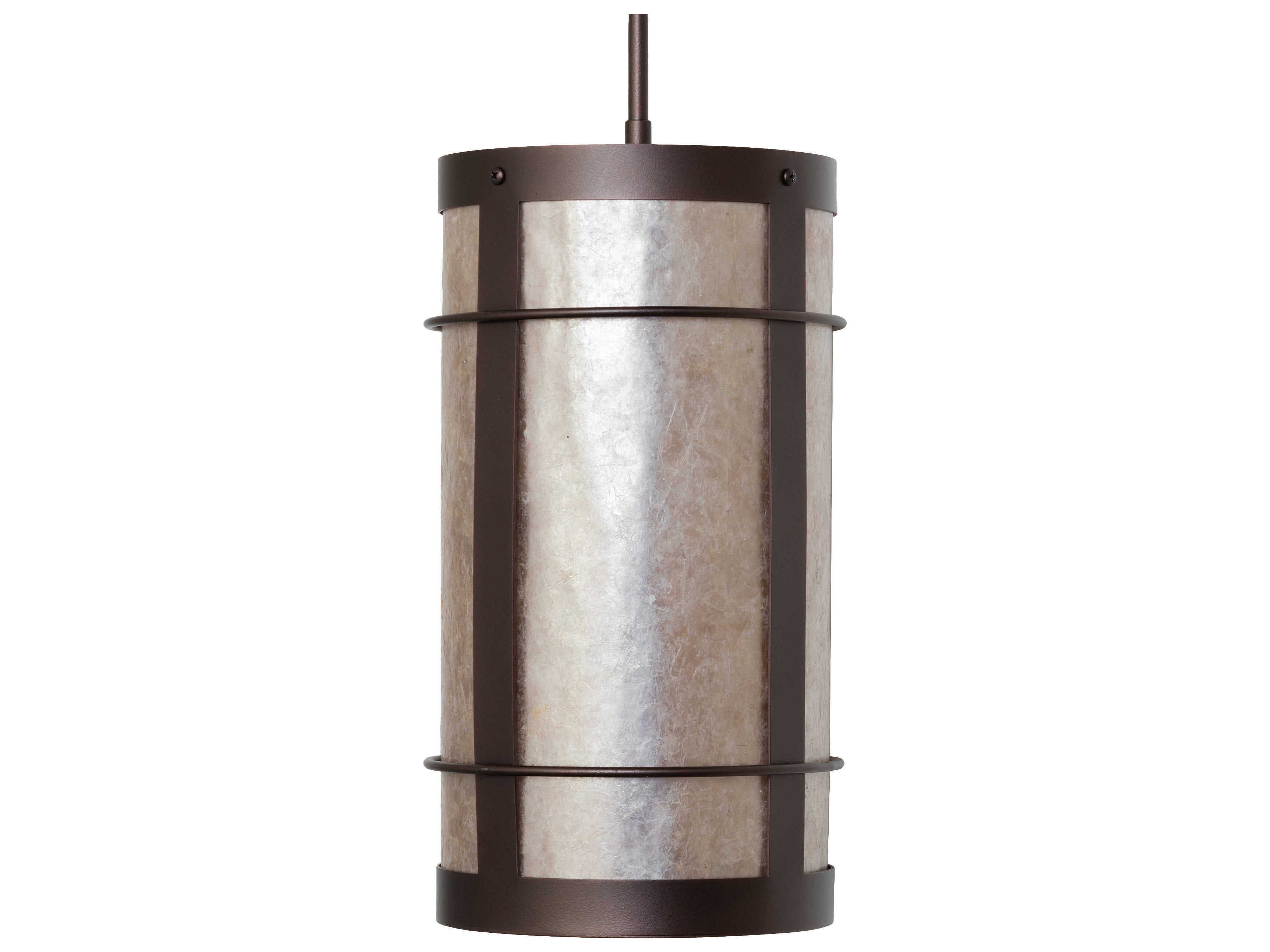 Meyda Villa 1-Light Mahogany Bronze Glass Cylinder Mini Pendant