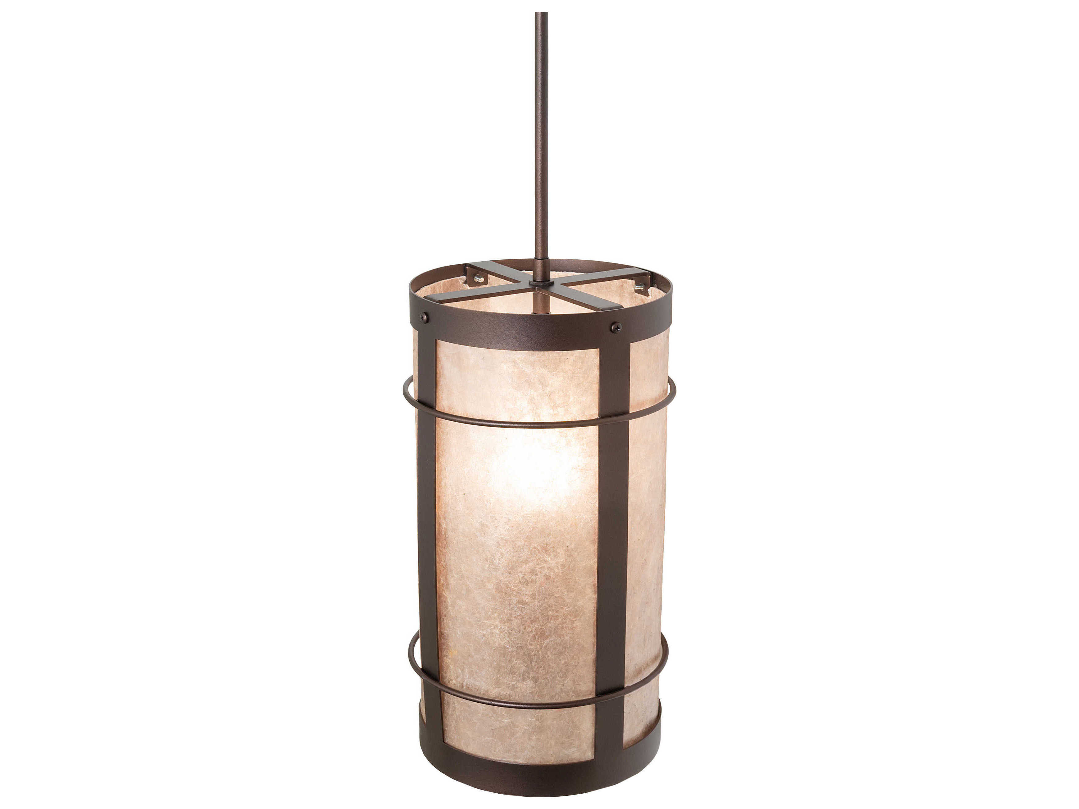 Meyda Villa 1-Light Mahogany Bronze Glass Cylinder Mini Pendant