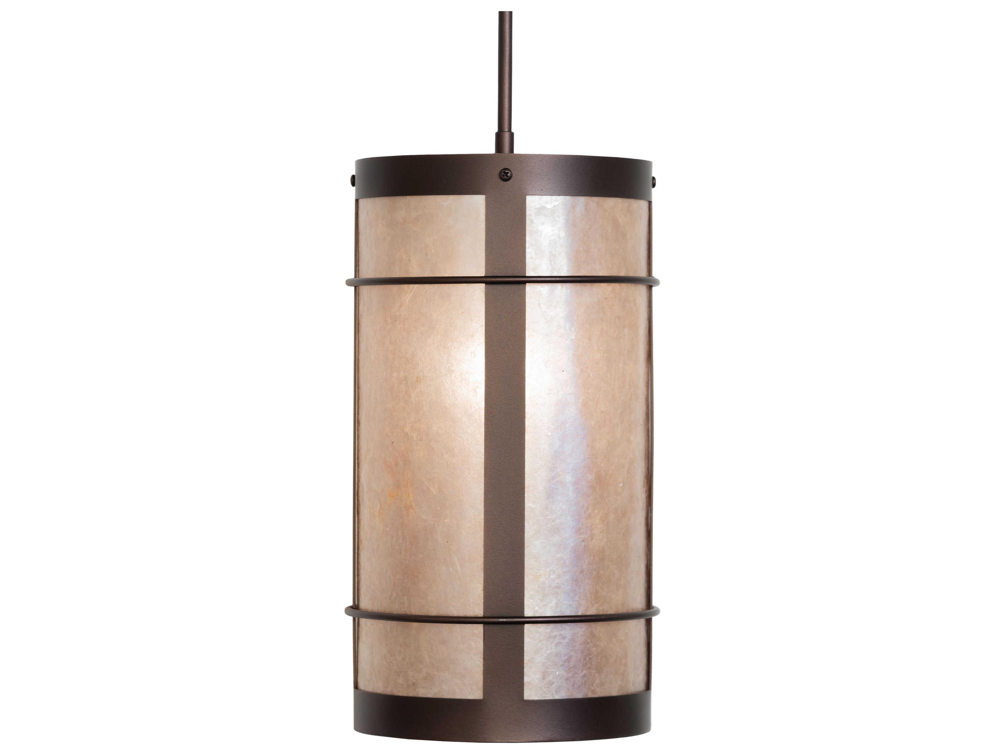 Meyda Villa 1-Light Mahogany Bronze Glass Cylinder Mini Pendant