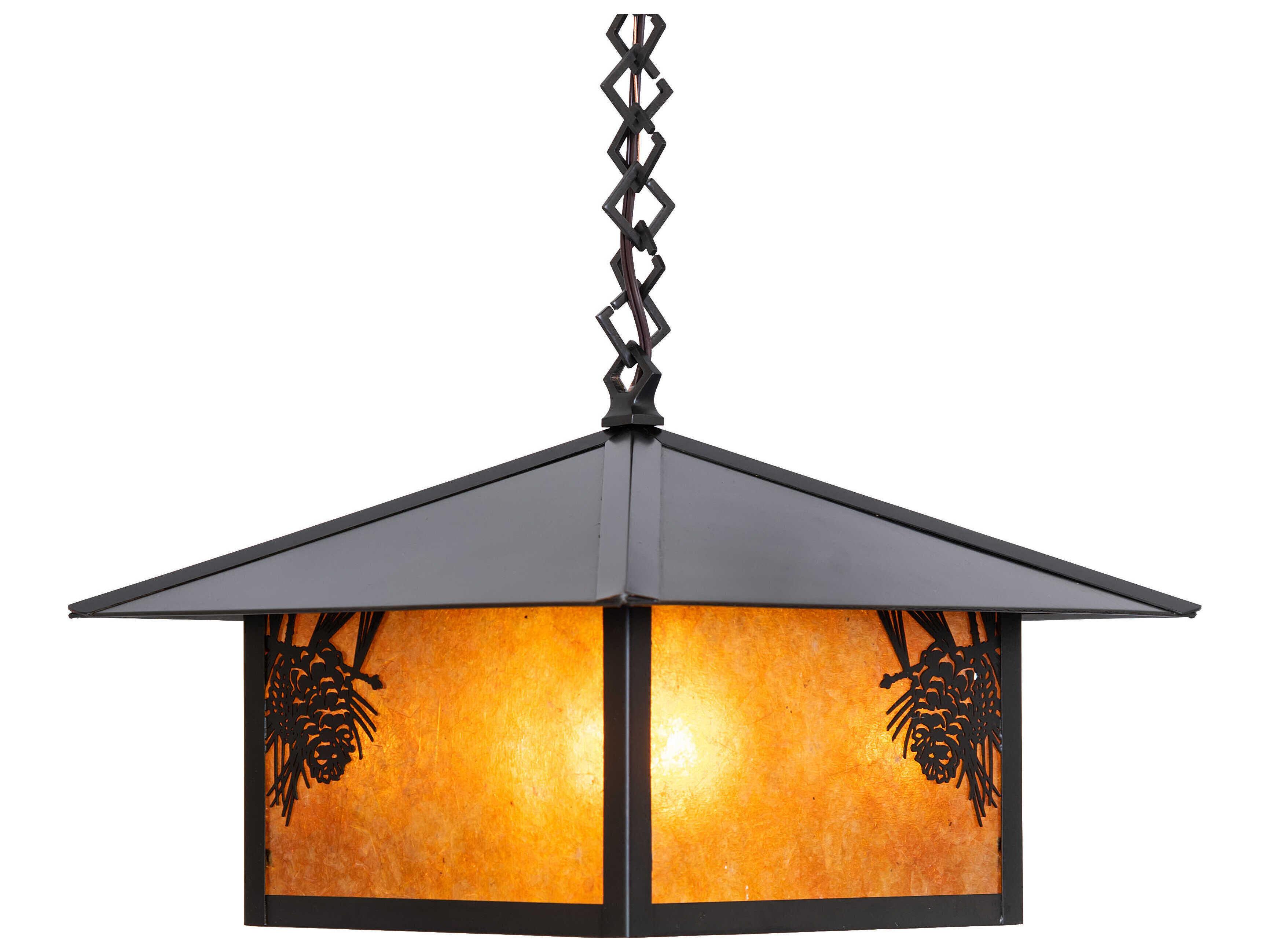 Meyda Seneca Winter Pine Craftsman Brown Pendant