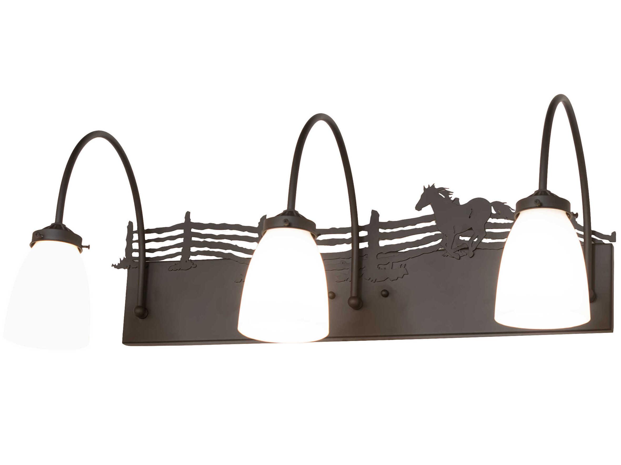 Meyda Running Horse 3-Light Oil Rubbed Bronze Vanity Light