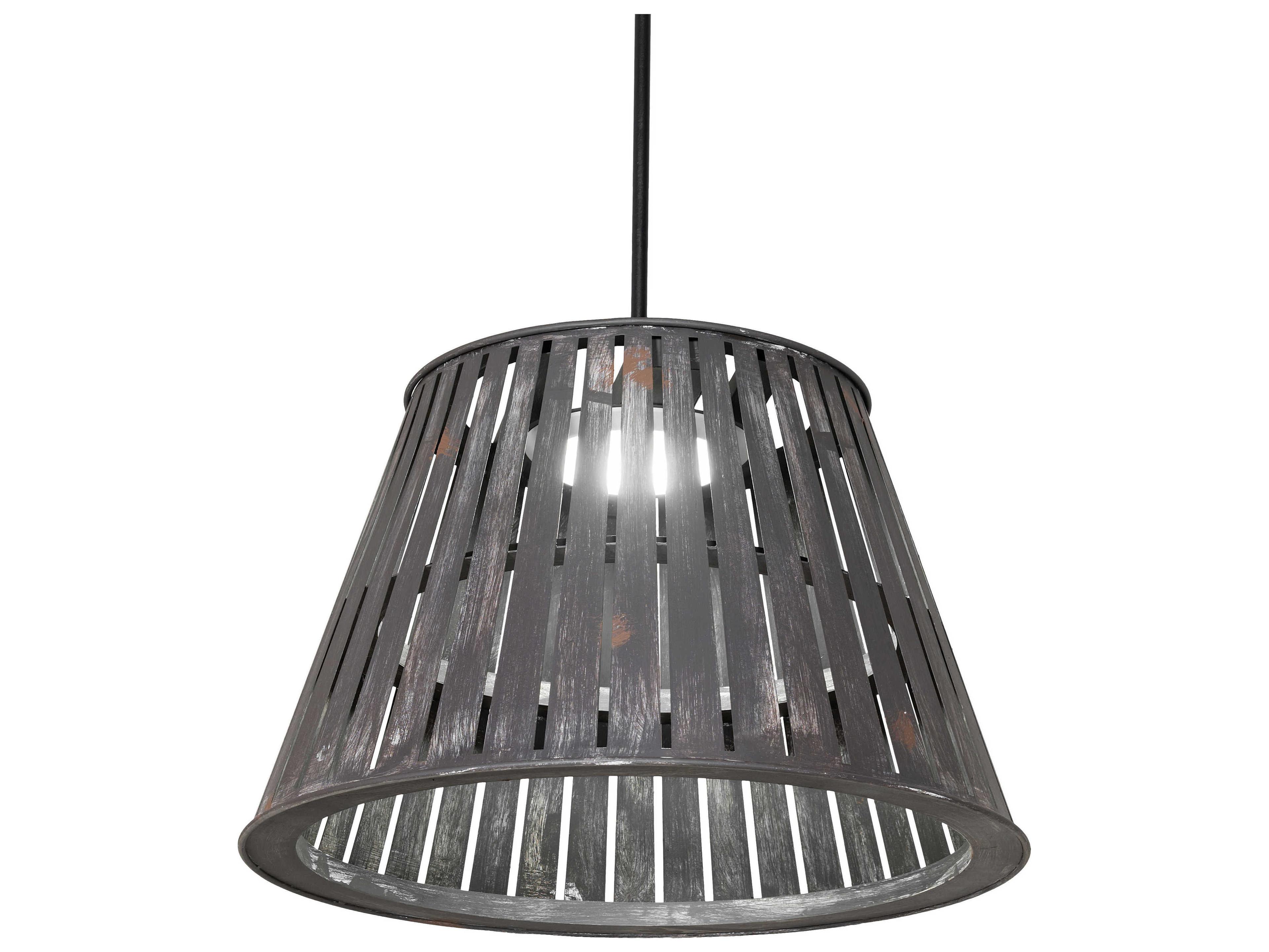 Meyda Peach Basket Weathered Wicker Gray Drum Pendant