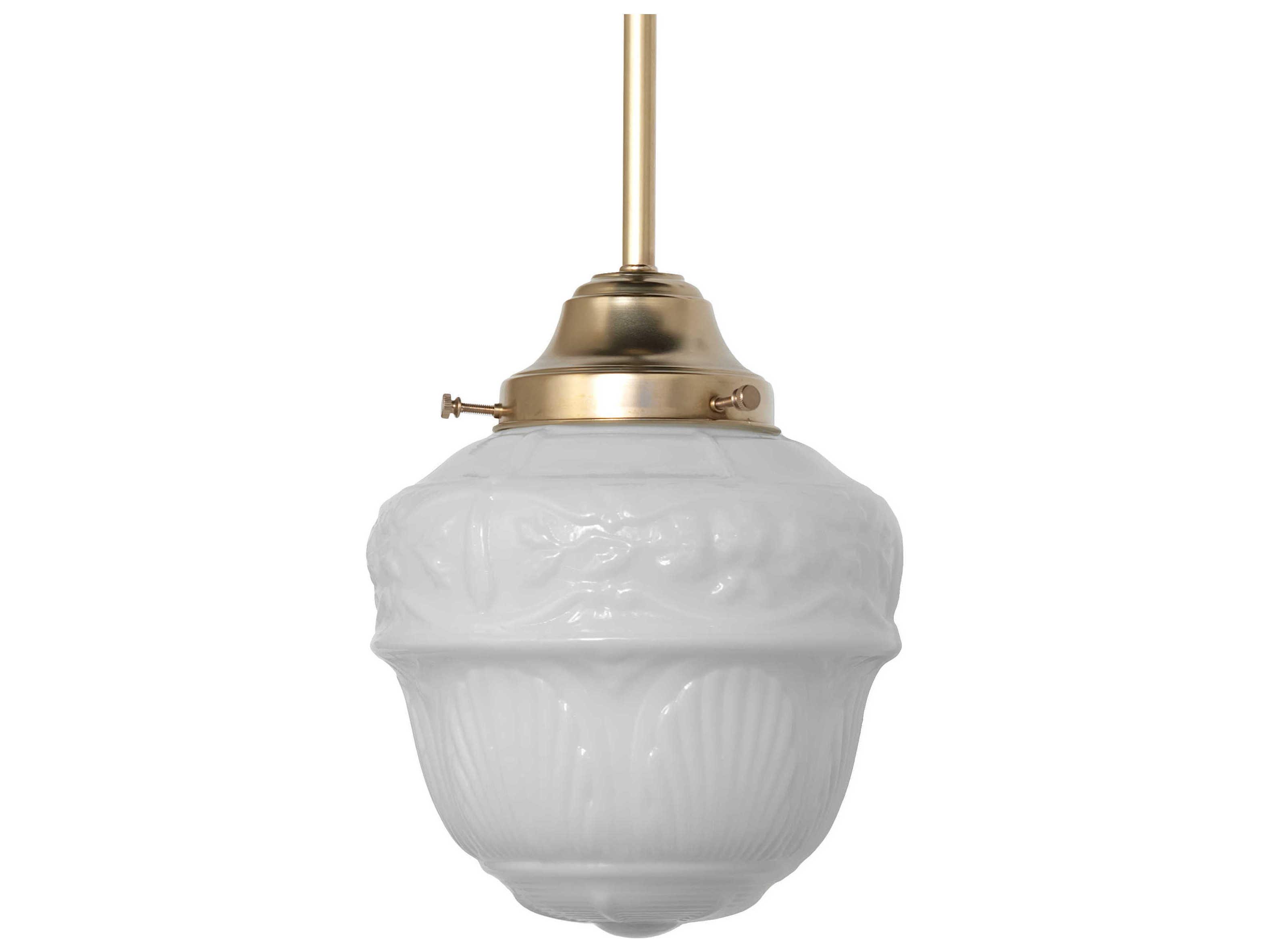 Meyda Revival Schoolhouse 1-Light Natural Brass Mini Pendant