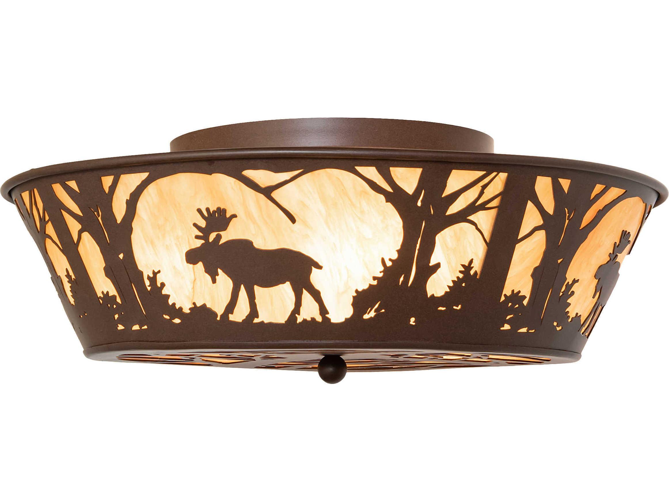 Meyda Moose At Dawn 4-Light Cafe Noir Brown Flush Mount