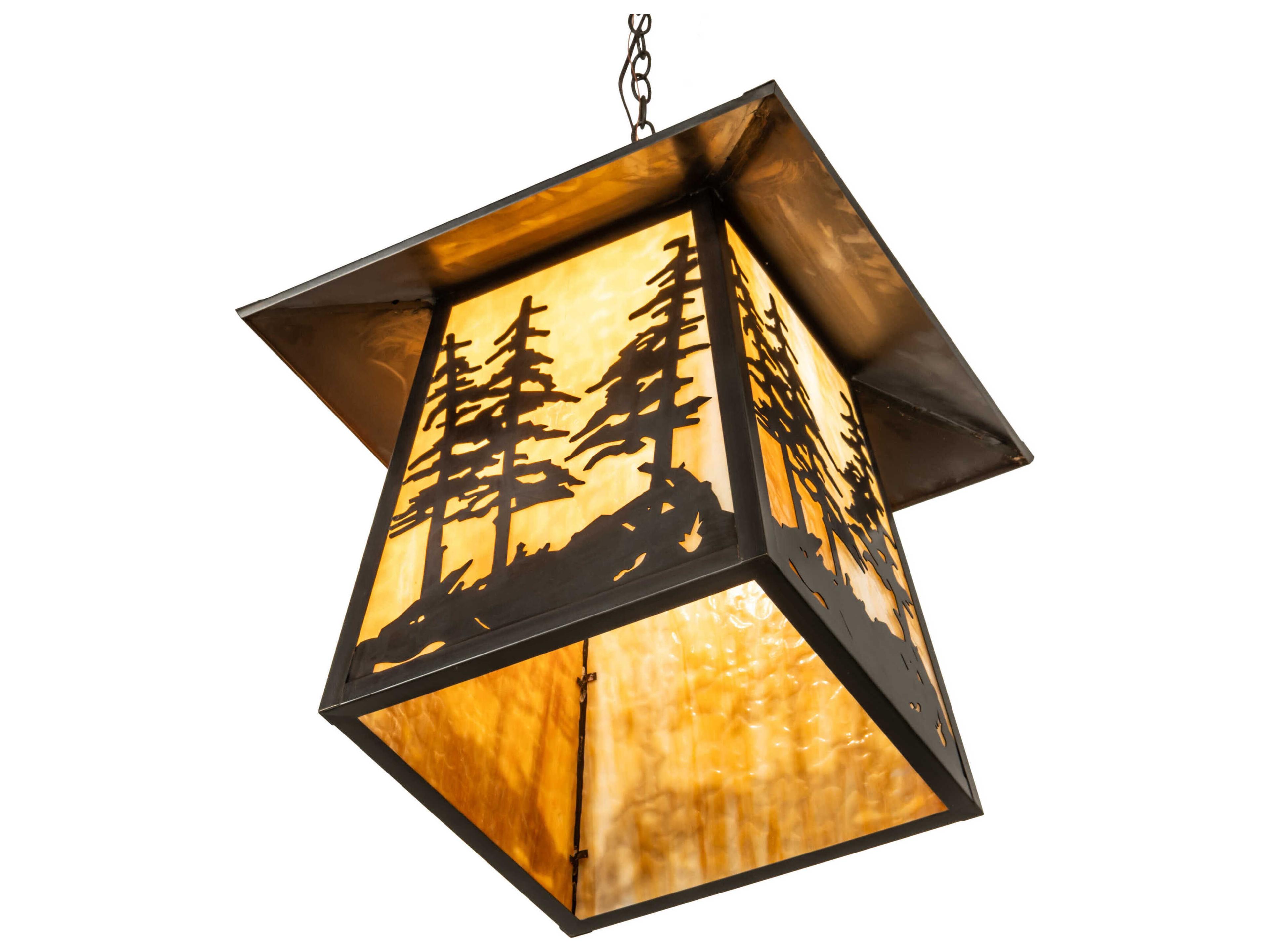 Meyda Stillwater Tall Pines 4-Light Craftsman Brown Lantern Pendant